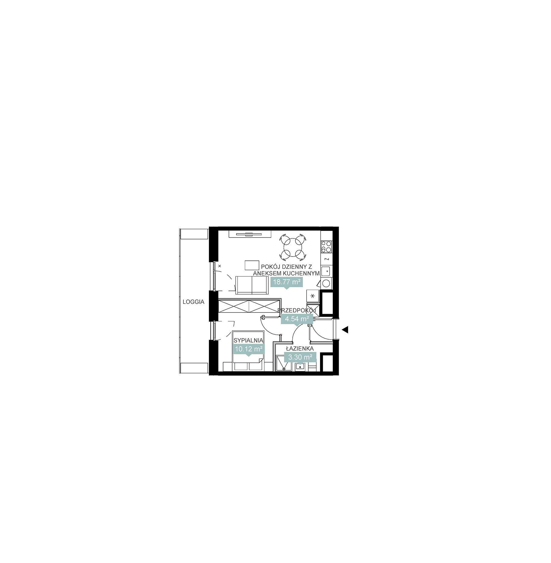 2 pokoje, mieszkanie 36,74 m², piętro 12, oferta nr A1 80, Mikato, Katowice, Śródmieście, Bogucice, ul. Piotra Skargi 1