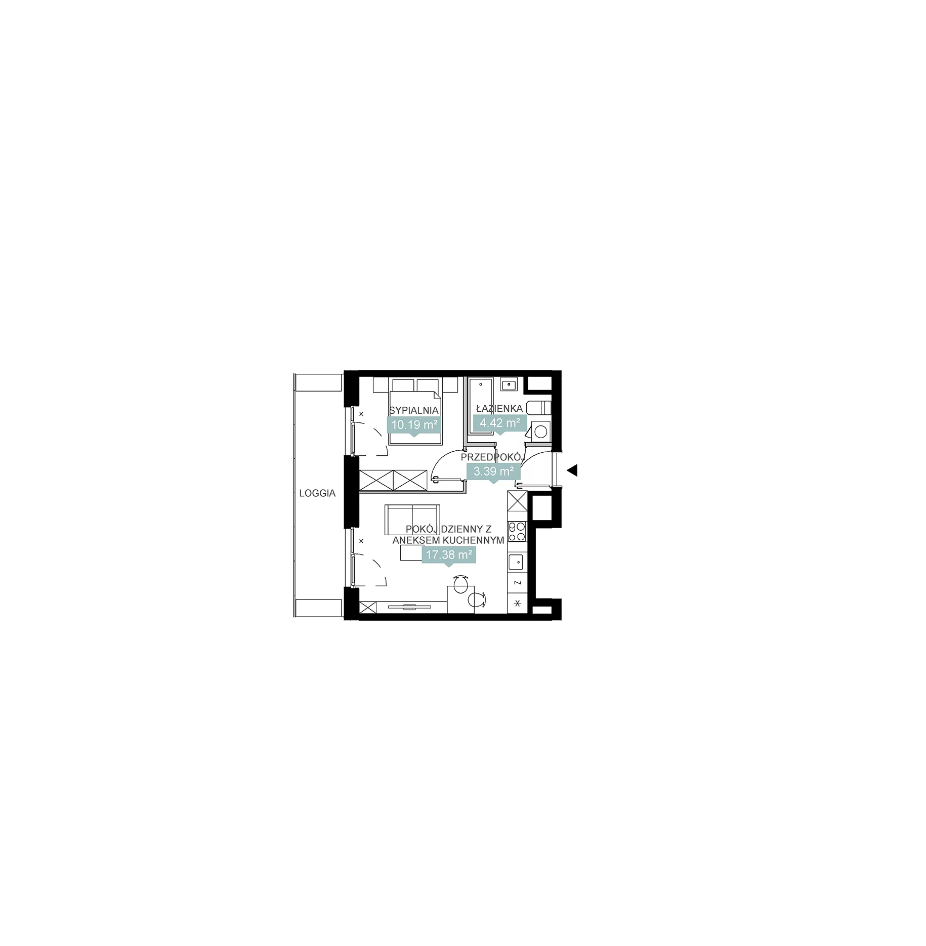 2 pokoje, mieszkanie 35,38 m², piętro 12, oferta nr A1 81, Mikato, Katowice, Śródmieście, Bogucice, ul. Piotra Skargi 1