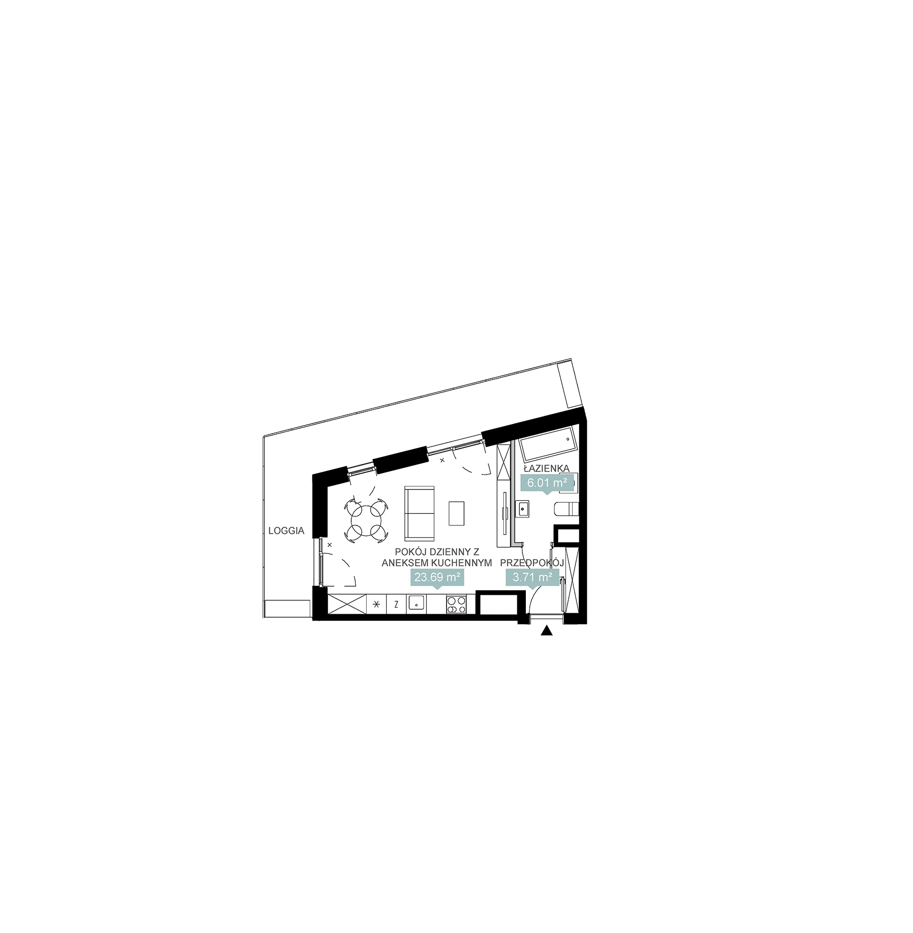 1 pokój, mieszkanie 33,41 m², piętro 12, oferta nr A1 82, Mikato, Katowice, Śródmieście, Bogucice, ul. Piotra Skargi 1