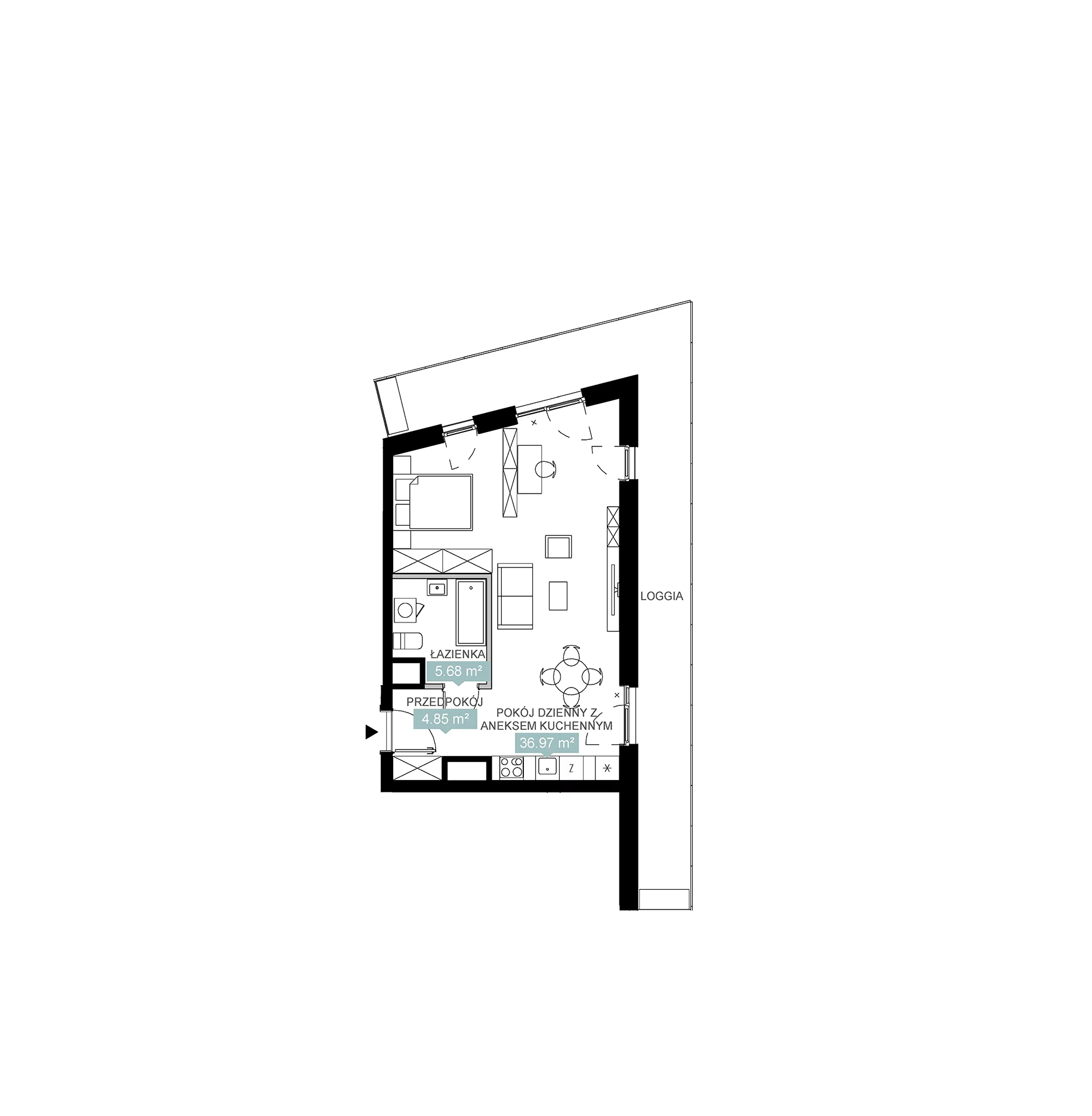 2 pokoje, mieszkanie 47,50 m², piętro 12, oferta nr A1 83, Mikato, Katowice, Śródmieście, Bogucice, ul. Piotra Skargi 1