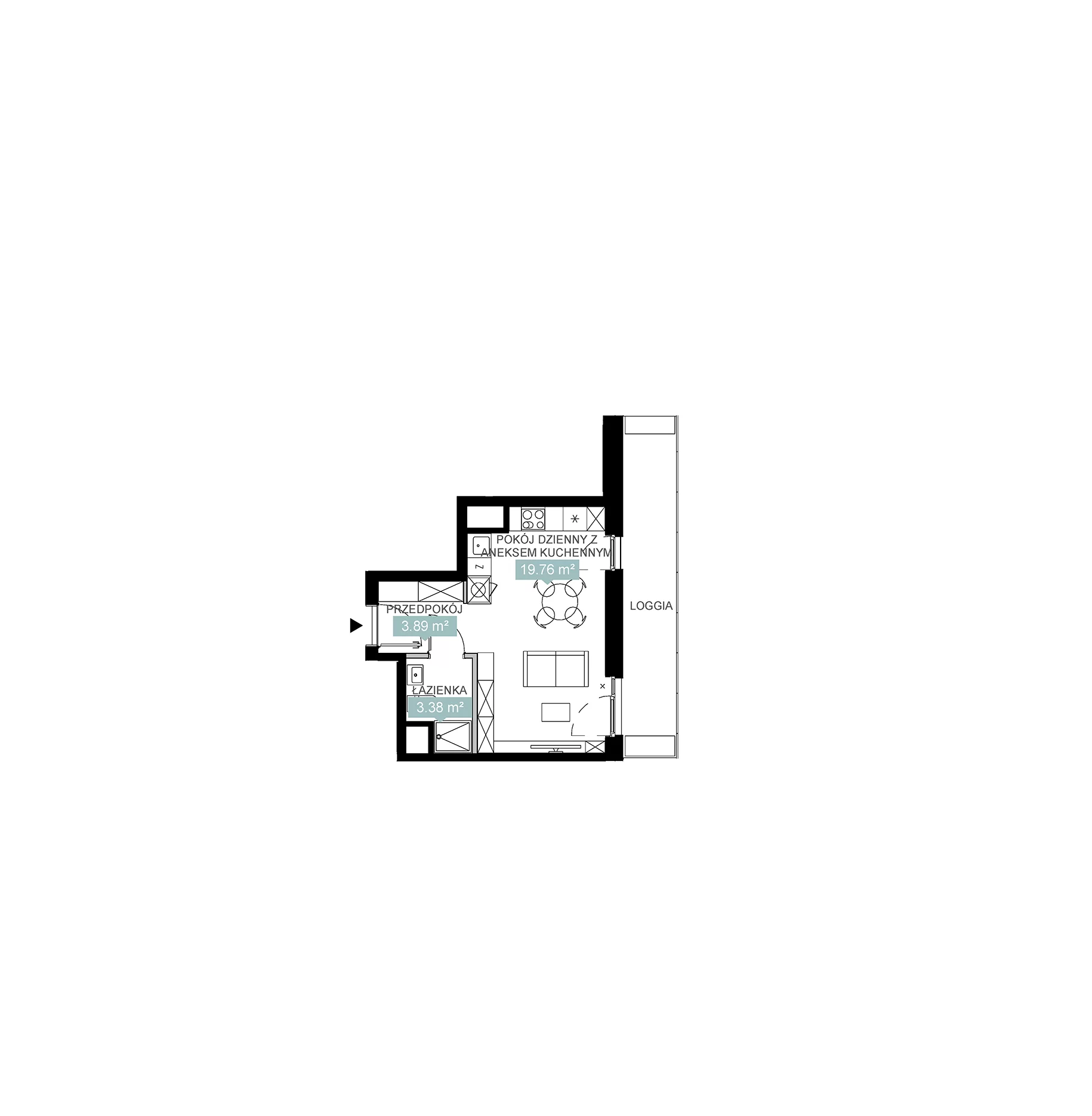1 pokój, mieszkanie 27,03 m², piętro 13, oferta nr A1 84, Mikato, Katowice, Śródmieście, Bogucice, ul. Piotra Skargi 1