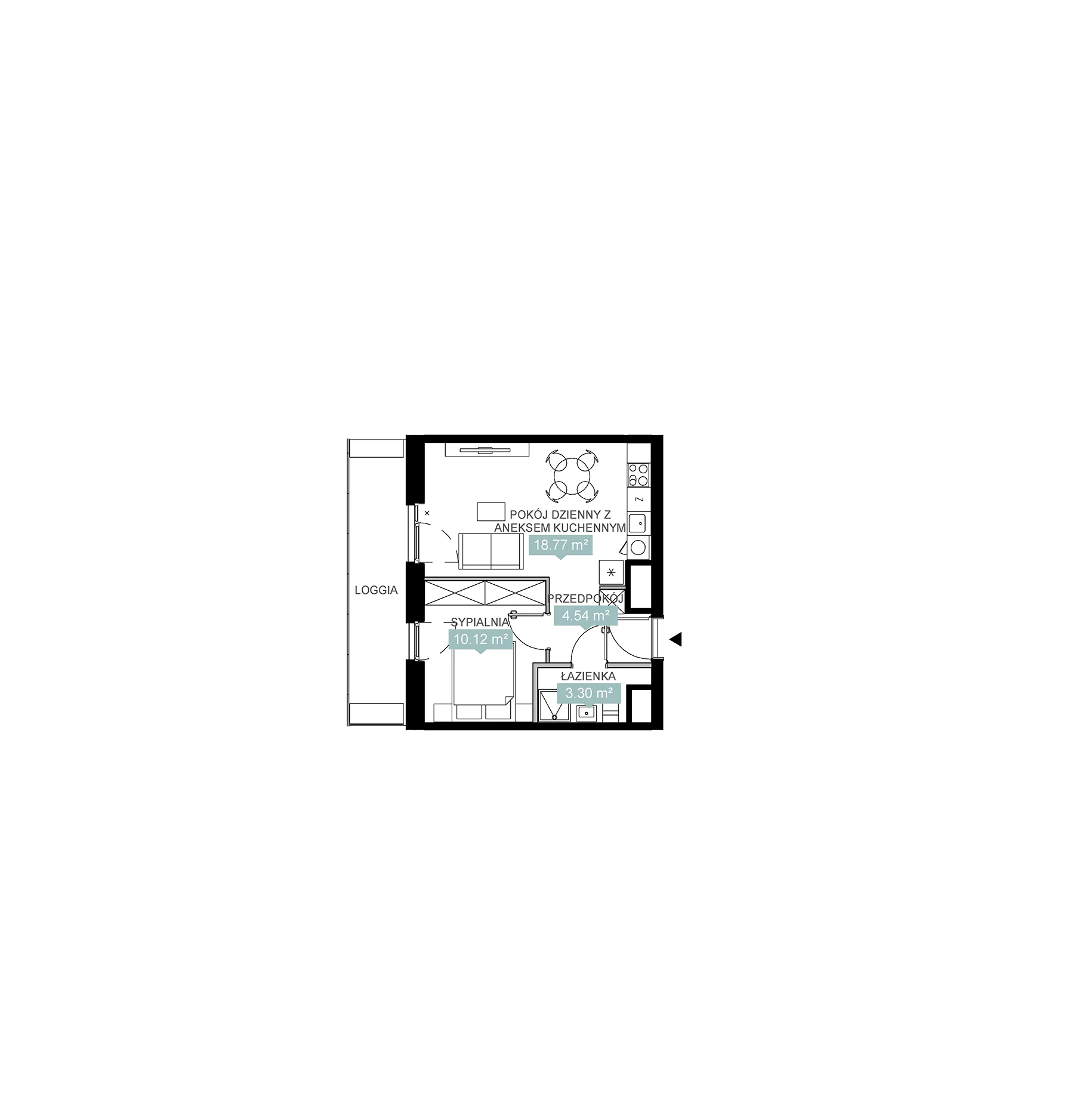 2 pokoje, mieszkanie 36,74 m², piętro 13, oferta nr A1 87, Mikato, Katowice, Śródmieście, Bogucice, ul. Piotra Skargi 1