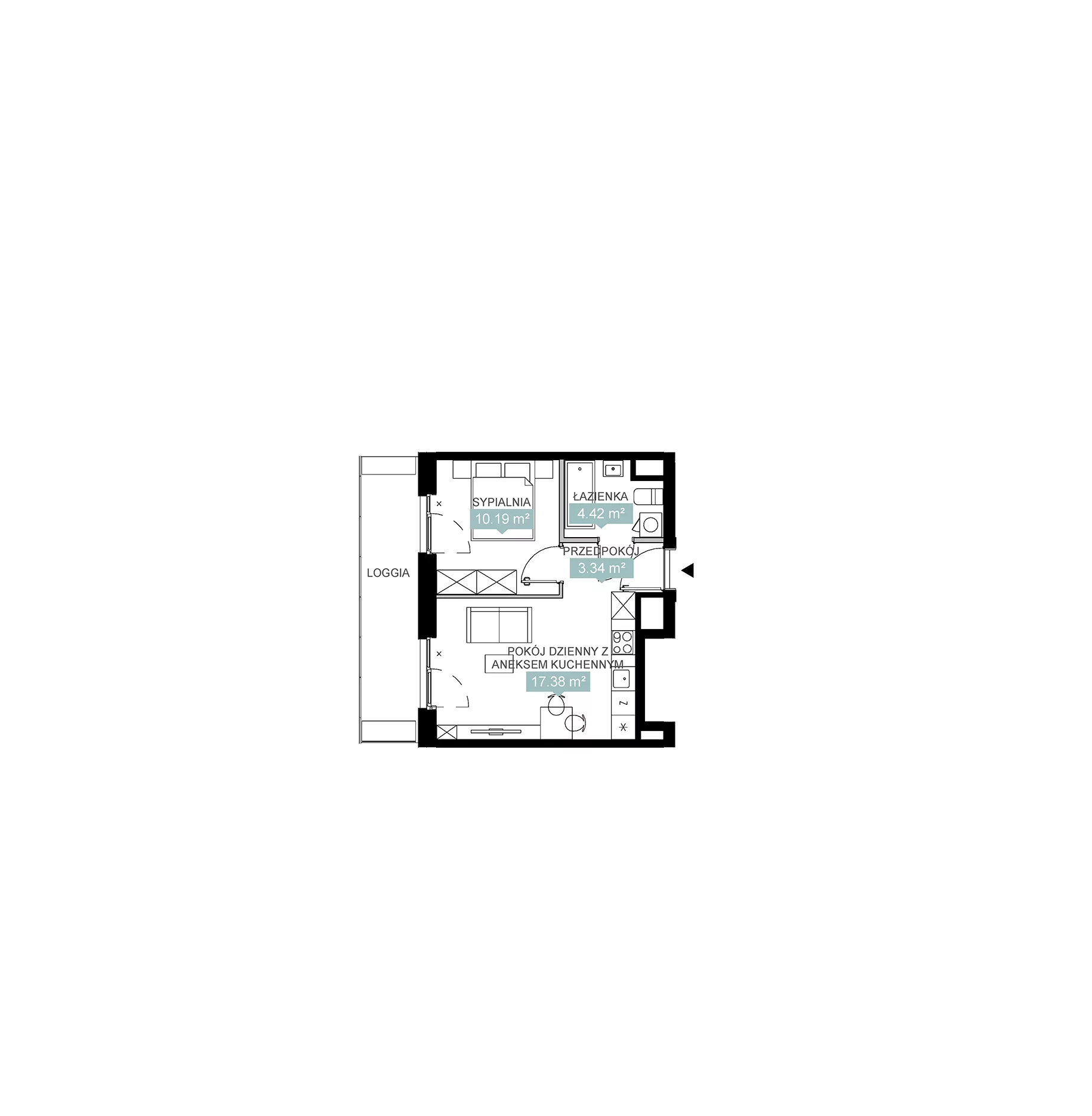 2 pokoje, mieszkanie 35,33 m², piętro 13, oferta nr A1 88, Mikato, Katowice, Śródmieście, Bogucice, ul. Piotra Skargi 1