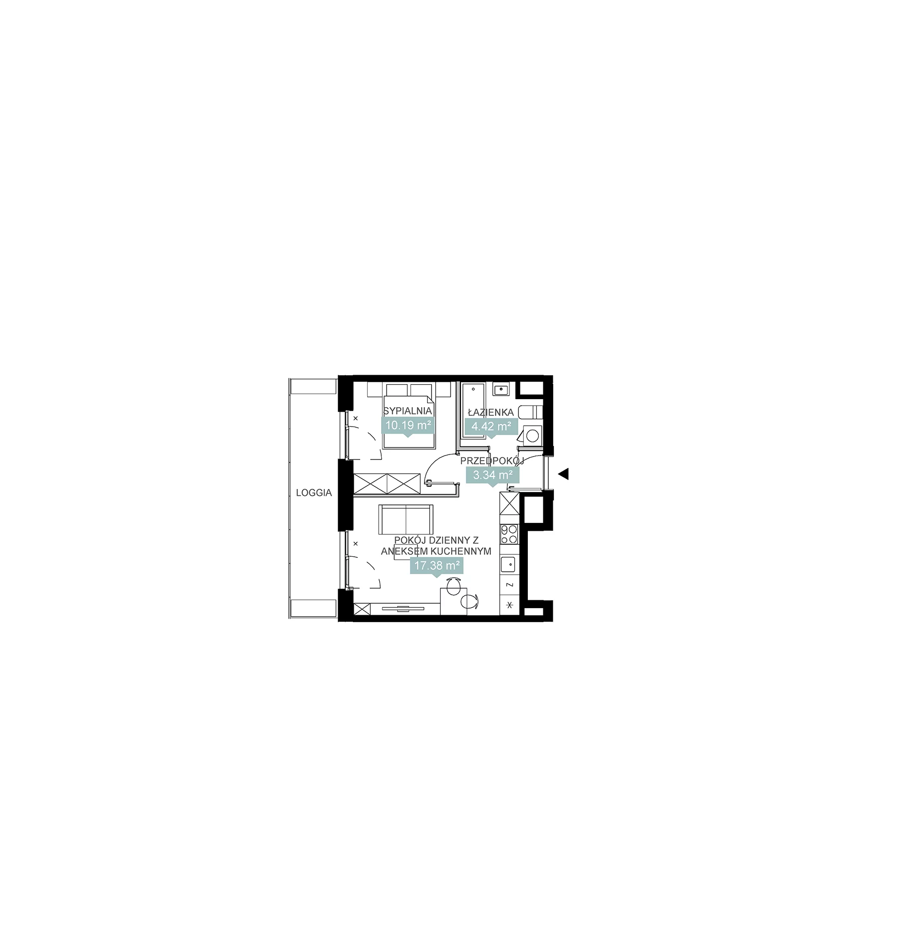 2 pokoje, mieszkanie 35,33 m², piętro 14, oferta nr A1 95, Mikato, Katowice, Śródmieście, Bogucice, ul. Piotra Skargi 1