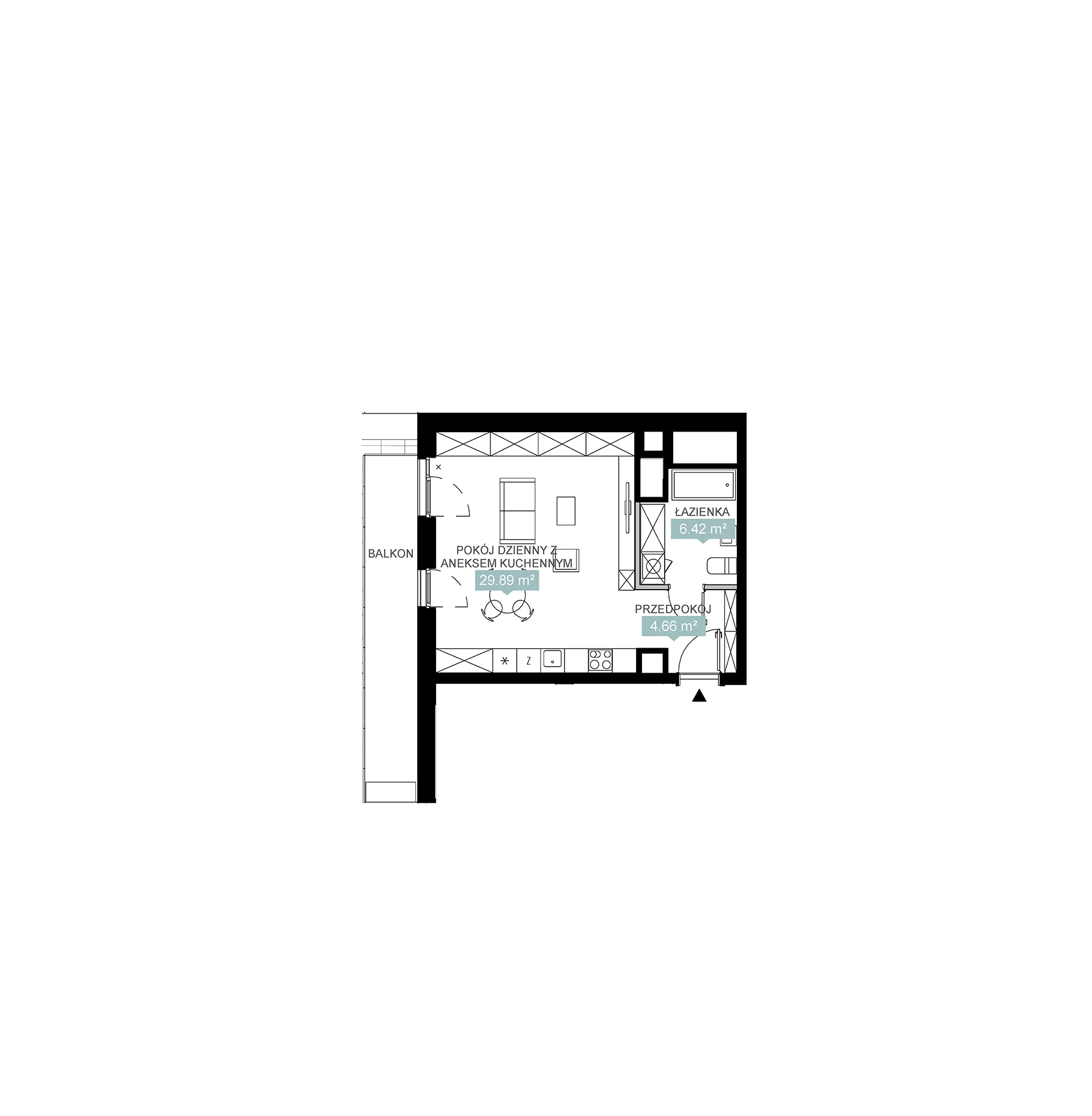 2 pokoje, mieszkanie 40,99 m², piętro 1, oferta nr A2 112, Mikato, Katowice, Śródmieście, Bogucice, ul. Piotra Skargi 1
