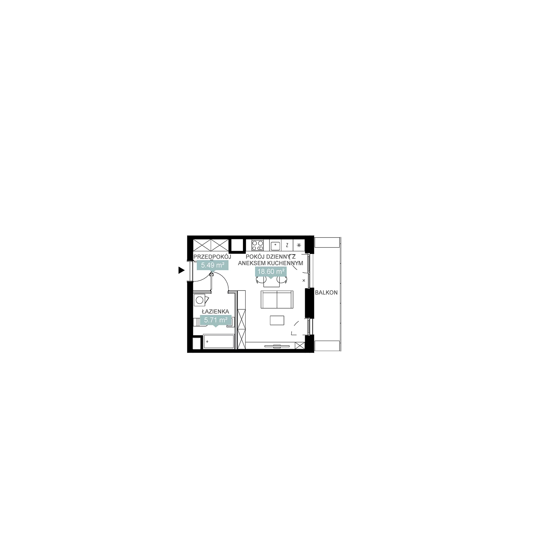 1 pokój, mieszkanie 29,80 m², piętro 2, oferta nr A2 121, Mikato, Katowice, Śródmieście, Bogucice, ul. Piotra Skargi 1