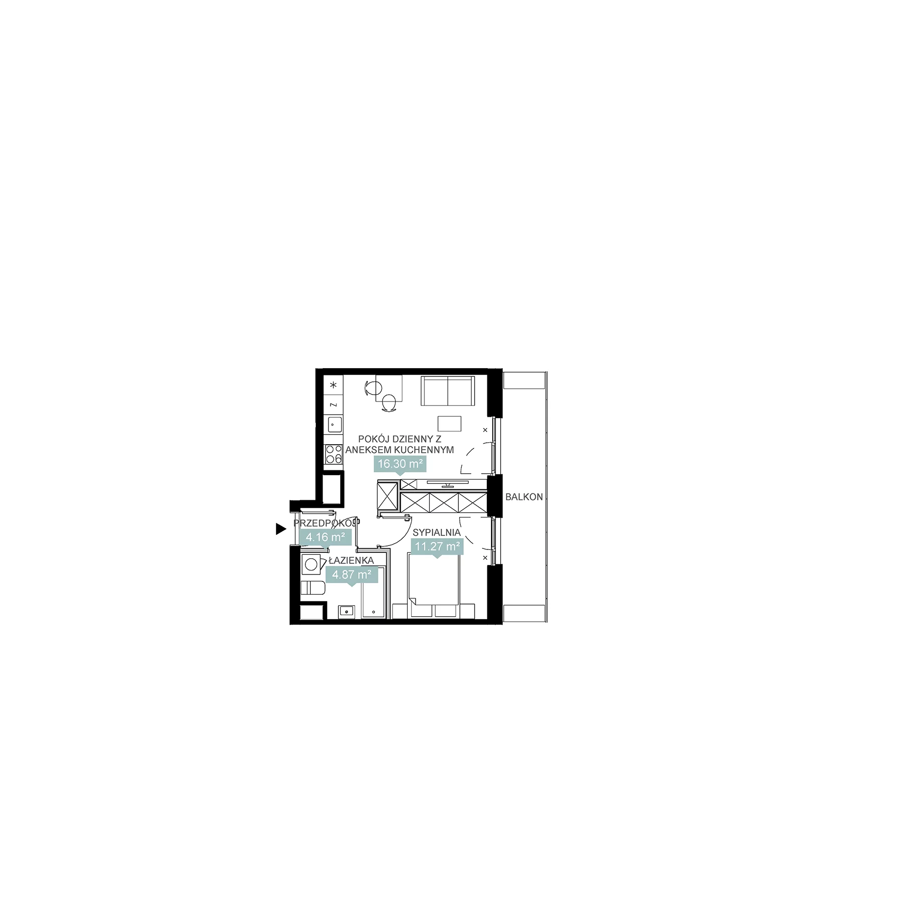 2 pokoje, mieszkanie 36,60 m², piętro 3, oferta nr A2 132, Mikato, Katowice, Śródmieście, Bogucice, ul. Piotra Skargi 1