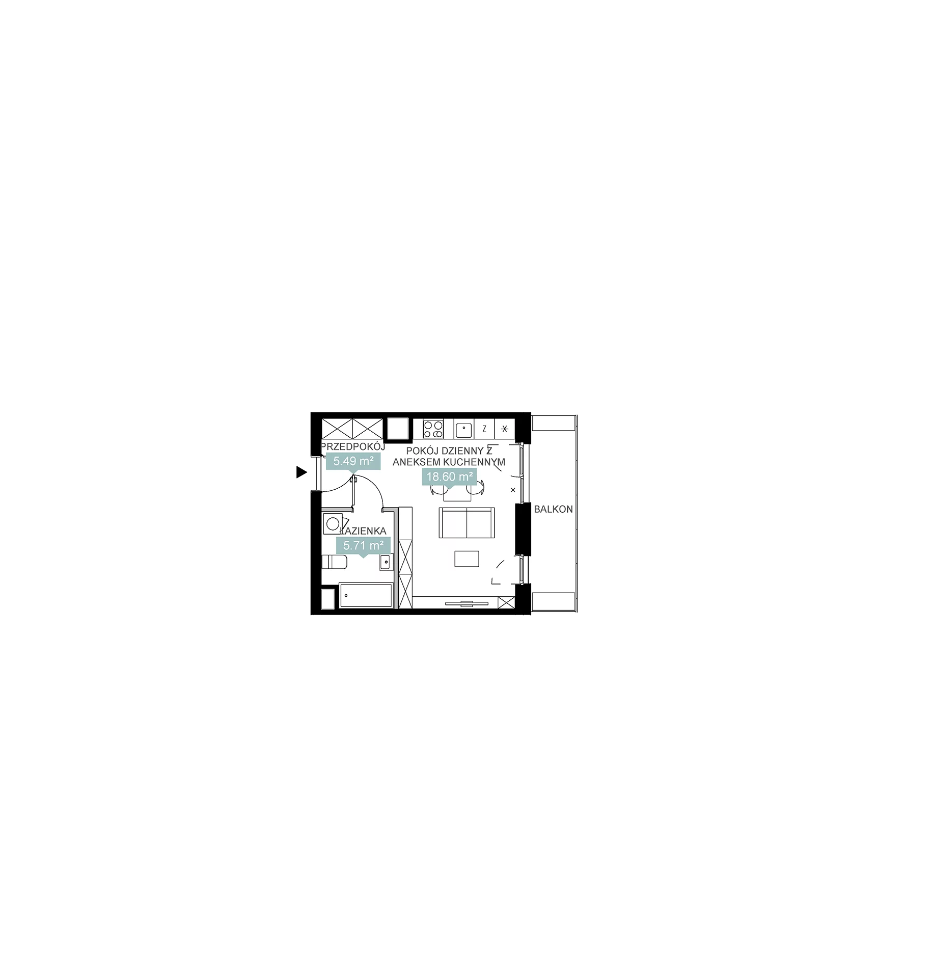 1 pokój, mieszkanie 29,80 m², piętro 5, oferta nr A2 148, Mikato, Katowice, Śródmieście, Bogucice, ul. Piotra Skargi 1