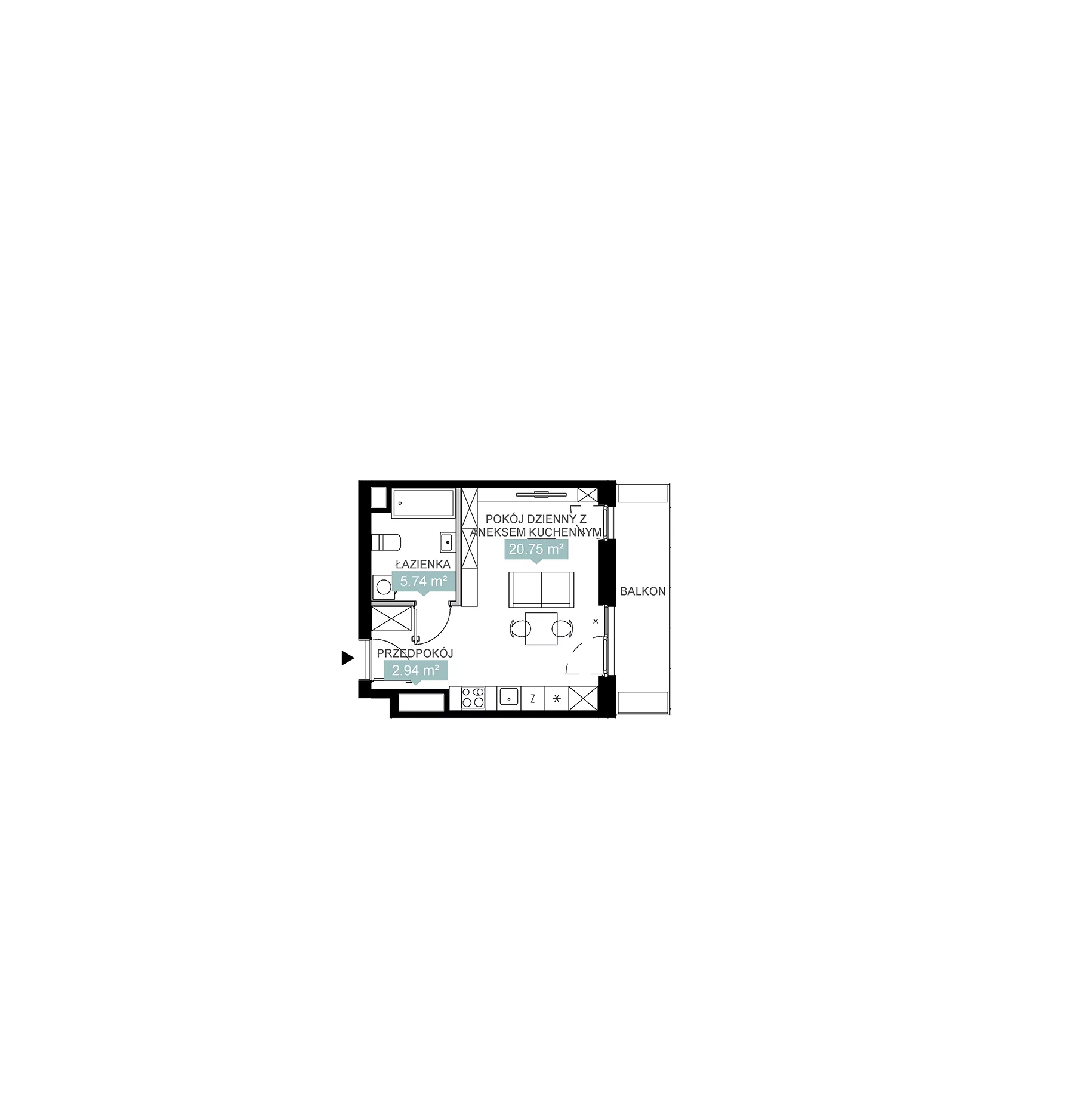 1 pokój, mieszkanie 29,43 m², piętro 5, oferta nr A2 149, Mikato, Katowice, Śródmieście, Bogucice, ul. Piotra Skargi 1