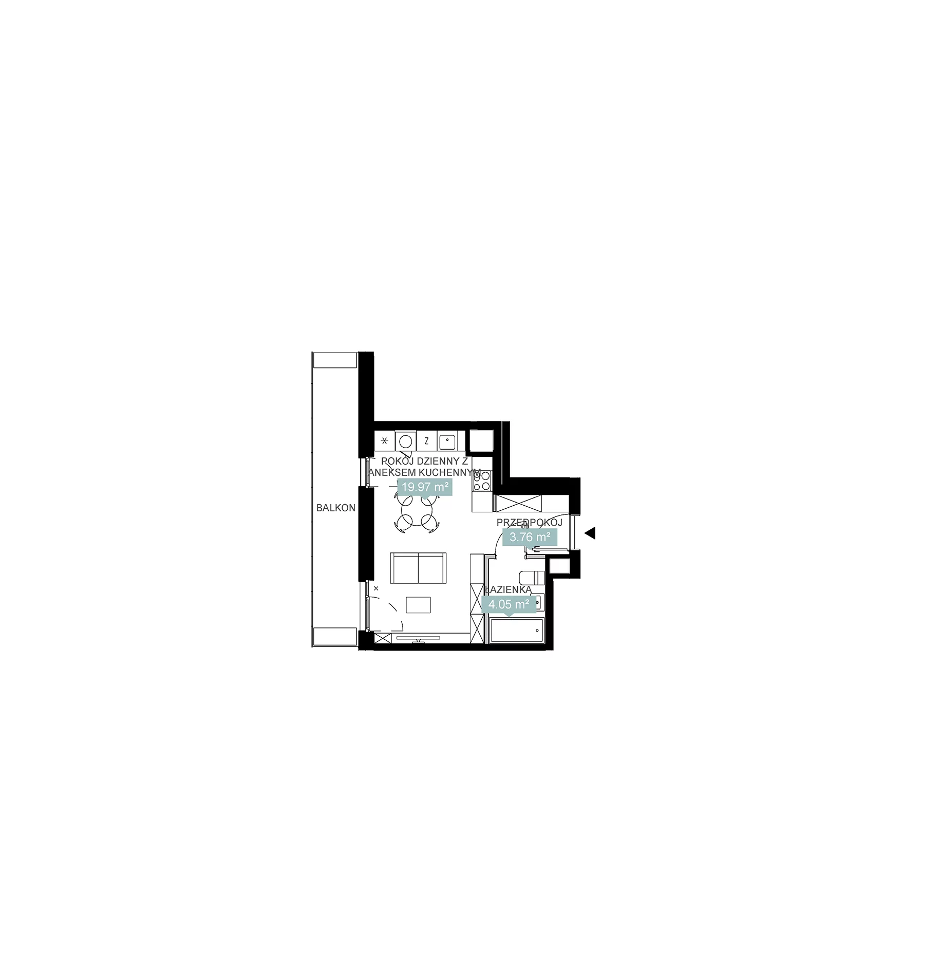 1 pokój, mieszkanie 27,81 m², piętro 5, oferta nr A2 153, Mikato, Katowice, Śródmieście, Bogucice, ul. Piotra Skargi 1