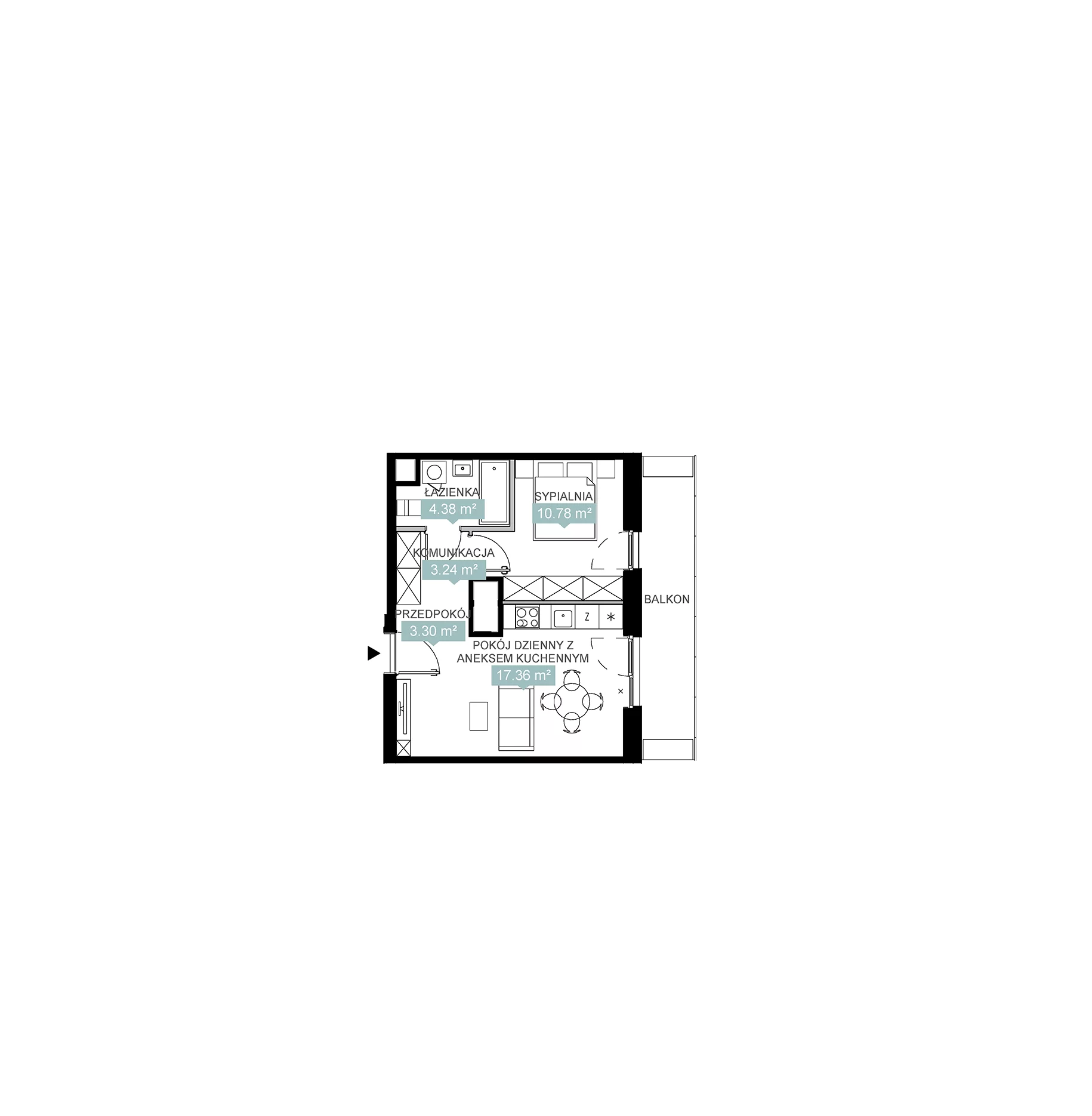 2 pokoje, mieszkanie 39,06 m², piętro 6, oferta nr A2 156, Mikato, Katowice, Śródmieście, Bogucice, ul. Piotra Skargi 1