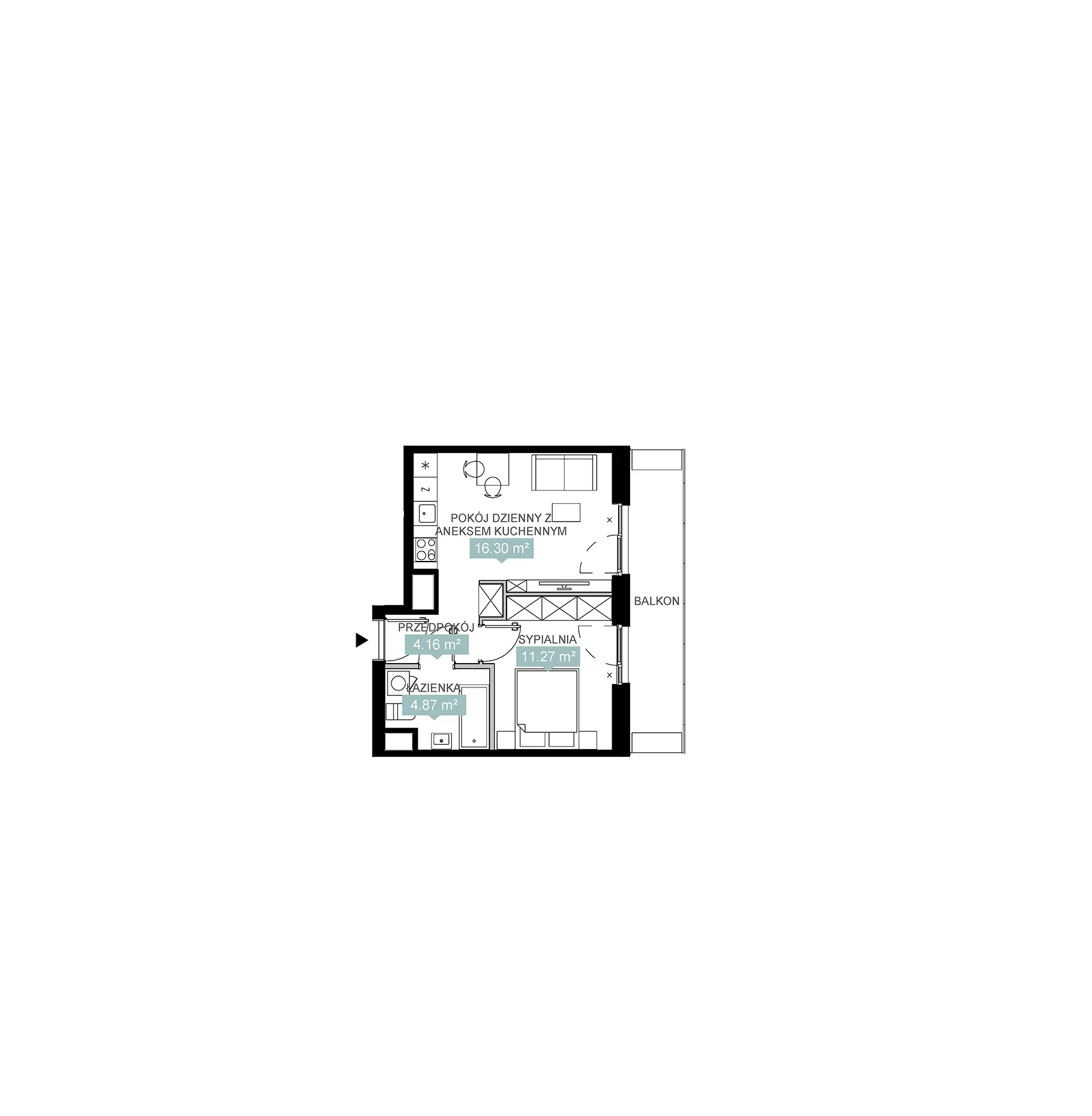 2 pokoje, mieszkanie 36,60 m², piętro 6, oferta nr A2 158, Mikato, Katowice, Śródmieście, Bogucice, ul. Piotra Skargi 1