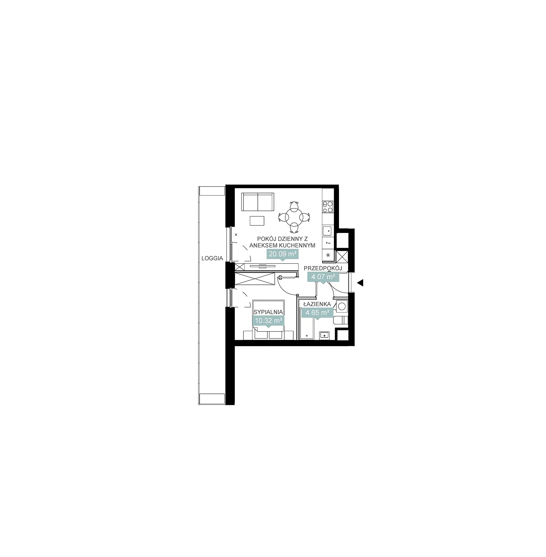 2 pokoje, mieszkanie 39,13 m², piętro 7, oferta nr A2 162, Mikato, Katowice, Śródmieście, Bogucice, ul. Piotra Skargi 1