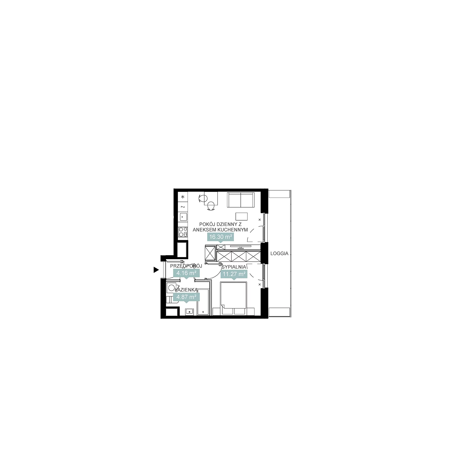 2 pokoje, mieszkanie 36,60 m², piętro 7, oferta nr A2 166, Mikato, Katowice, Śródmieście, Bogucice, ul. Piotra Skargi 1