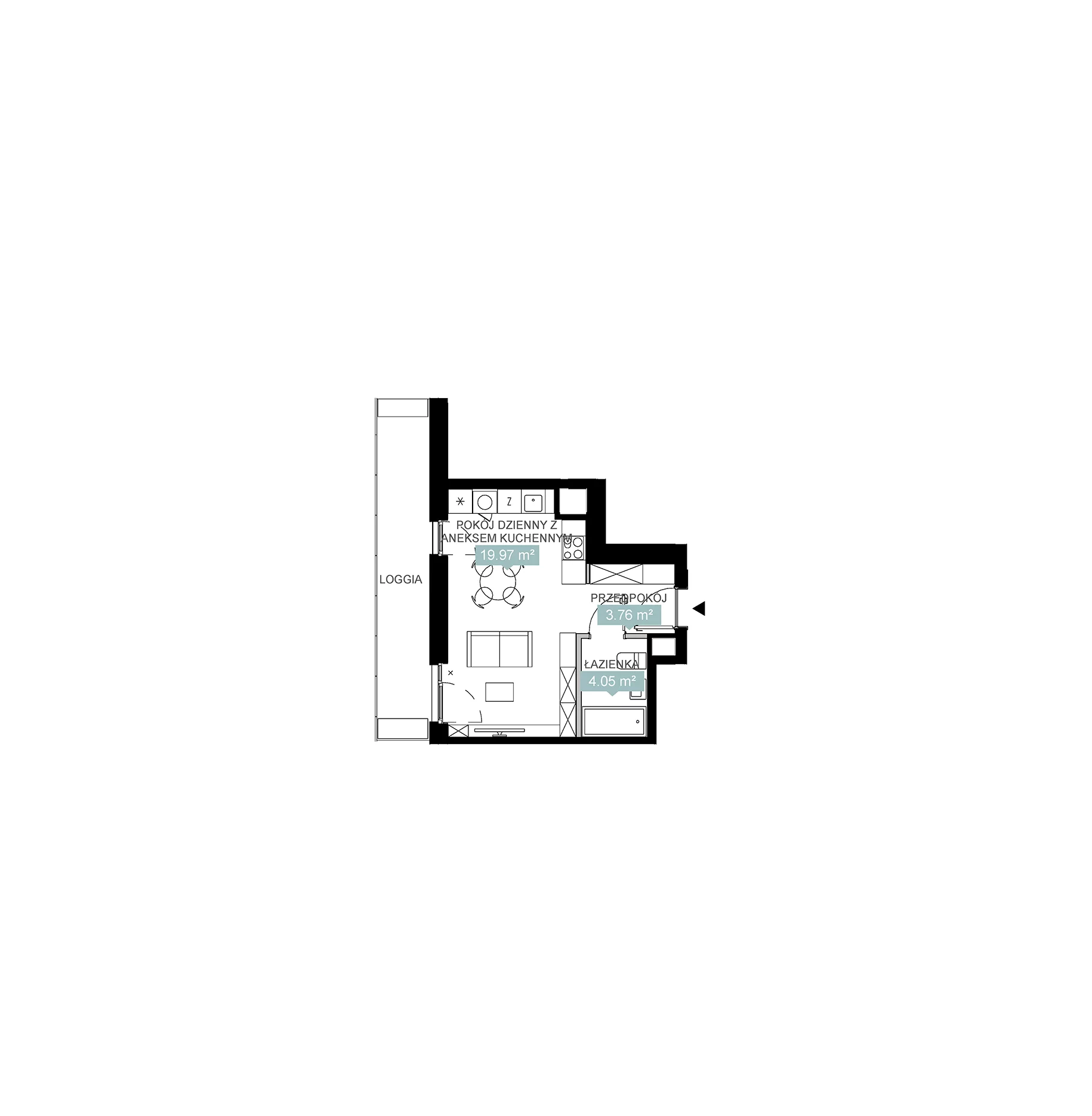 1 pokój, mieszkanie 27,81 m², piętro 7, oferta nr A2 169, Mikato, Katowice, Śródmieście, Bogucice, ul. Piotra Skargi 1