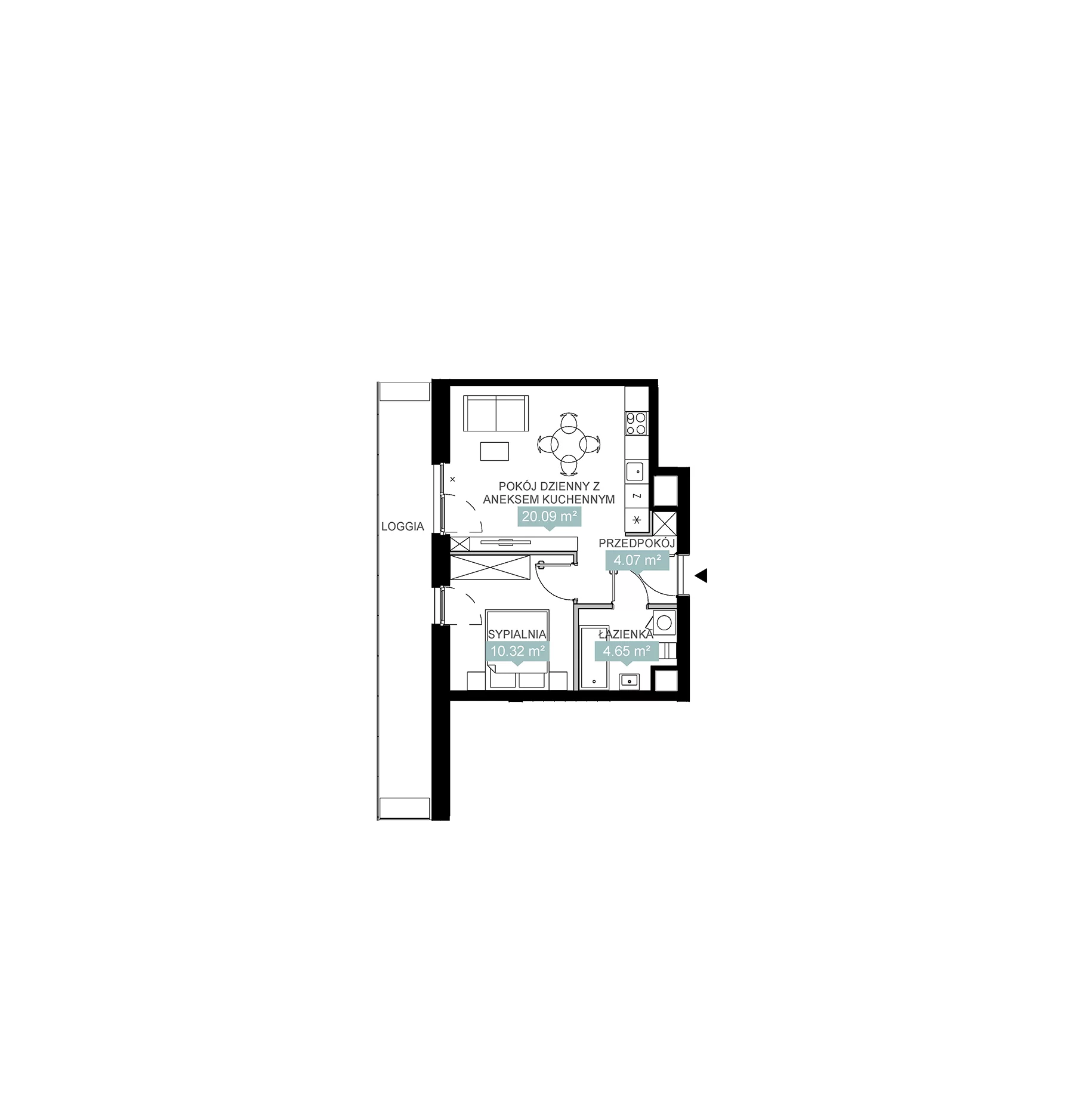 2 pokoje, mieszkanie 39,13 m², piętro 8, oferta nr A2 170, Mikato, Katowice, Śródmieście, Bogucice, ul. Piotra Skargi 1