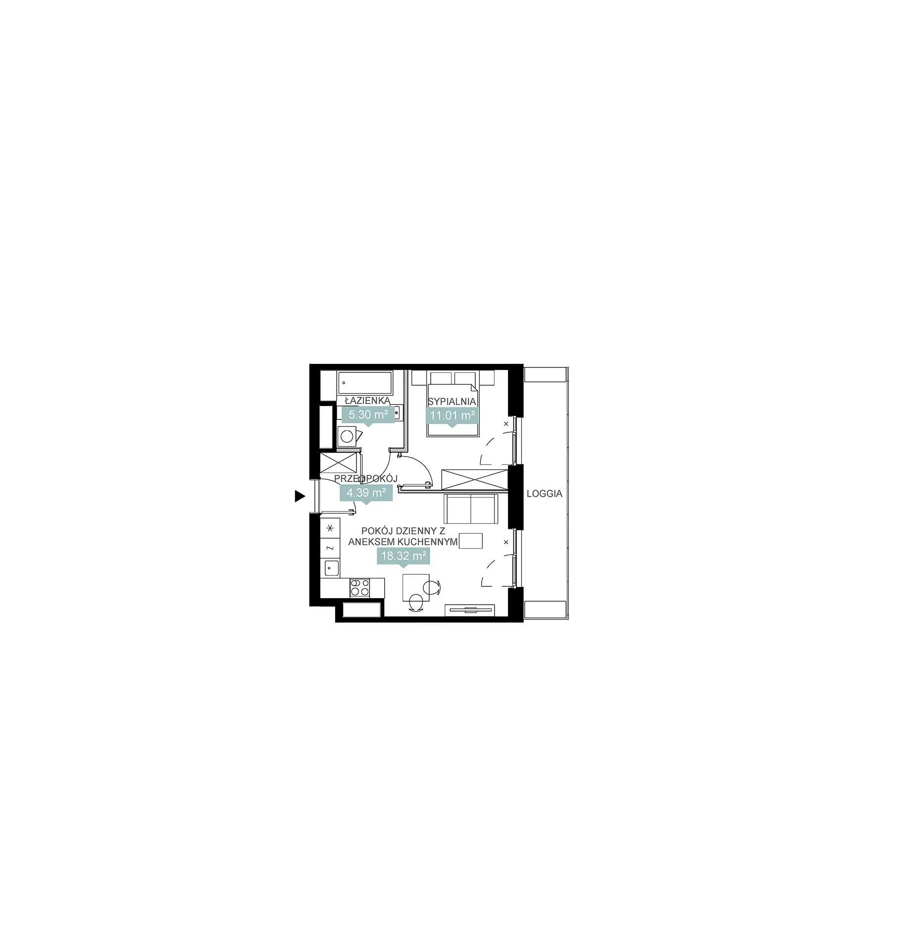 2 pokoje, mieszkanie 39,02 m², piętro 8, oferta nr A2 173, Mikato, Katowice, Śródmieście, Bogucice, ul. Piotra Skargi 1