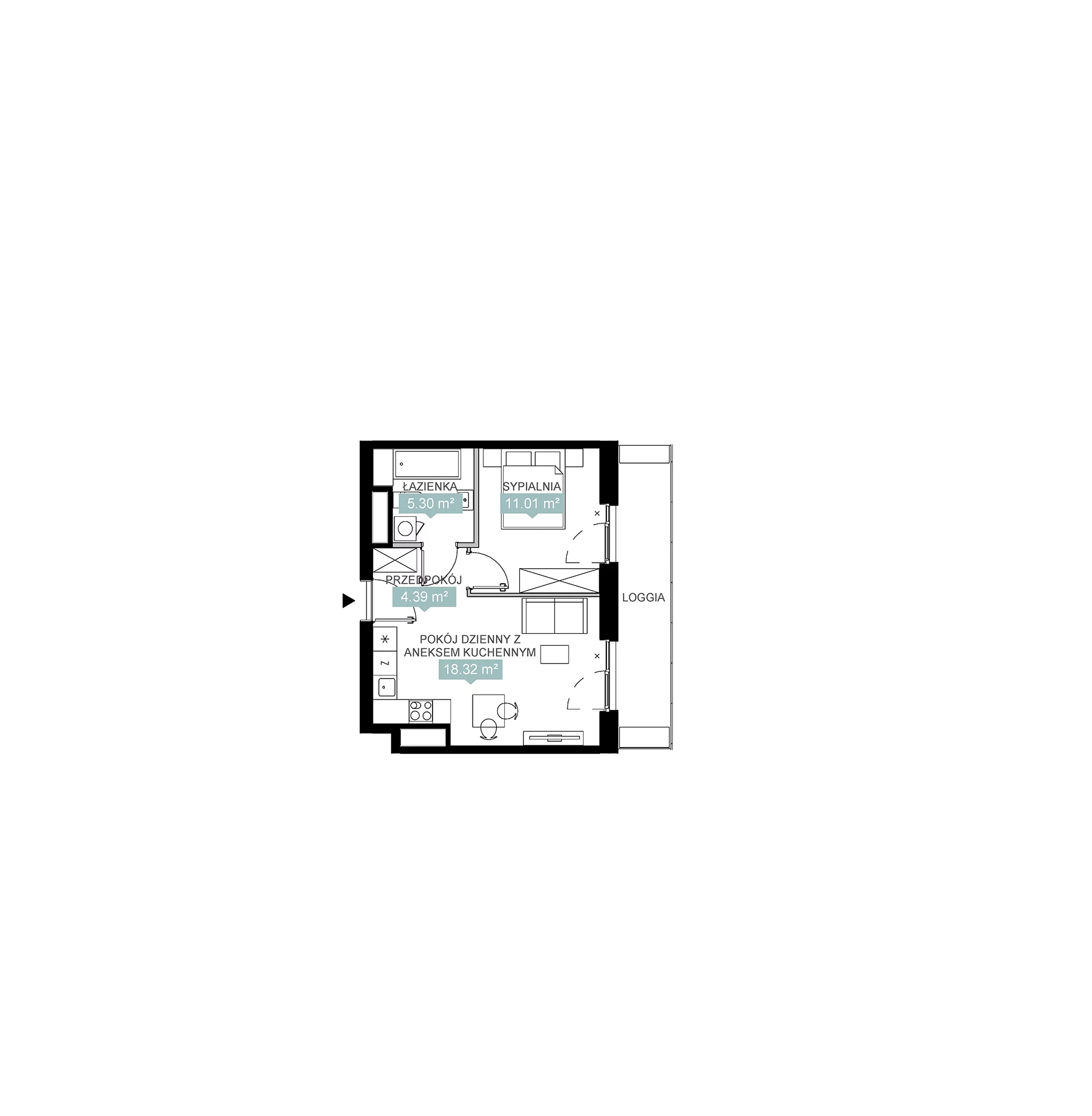 2 pokoje, mieszkanie 39,02 m², piętro 9, oferta nr A2 181, Mikato, Katowice, Śródmieście, Bogucice, ul. Piotra Skargi 1