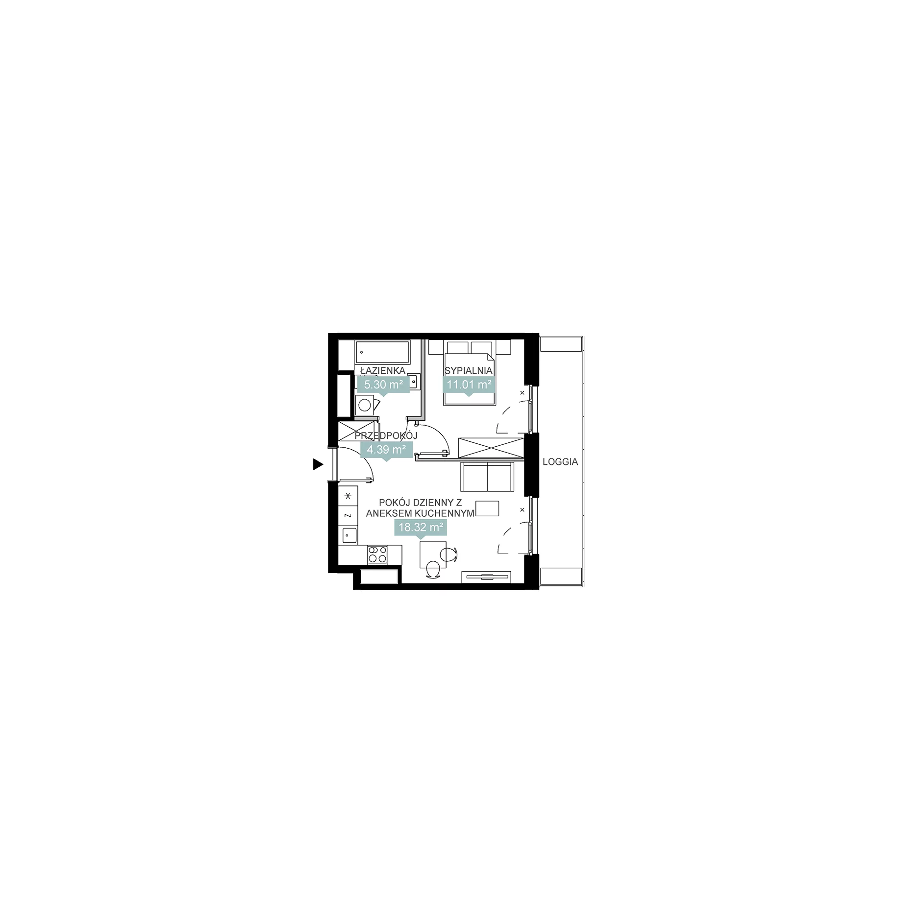 2 pokoje, mieszkanie 39,02 m², piętro 10, oferta nr A2 189, Mikato, Katowice, Śródmieście, Bogucice, ul. Piotra Skargi 1