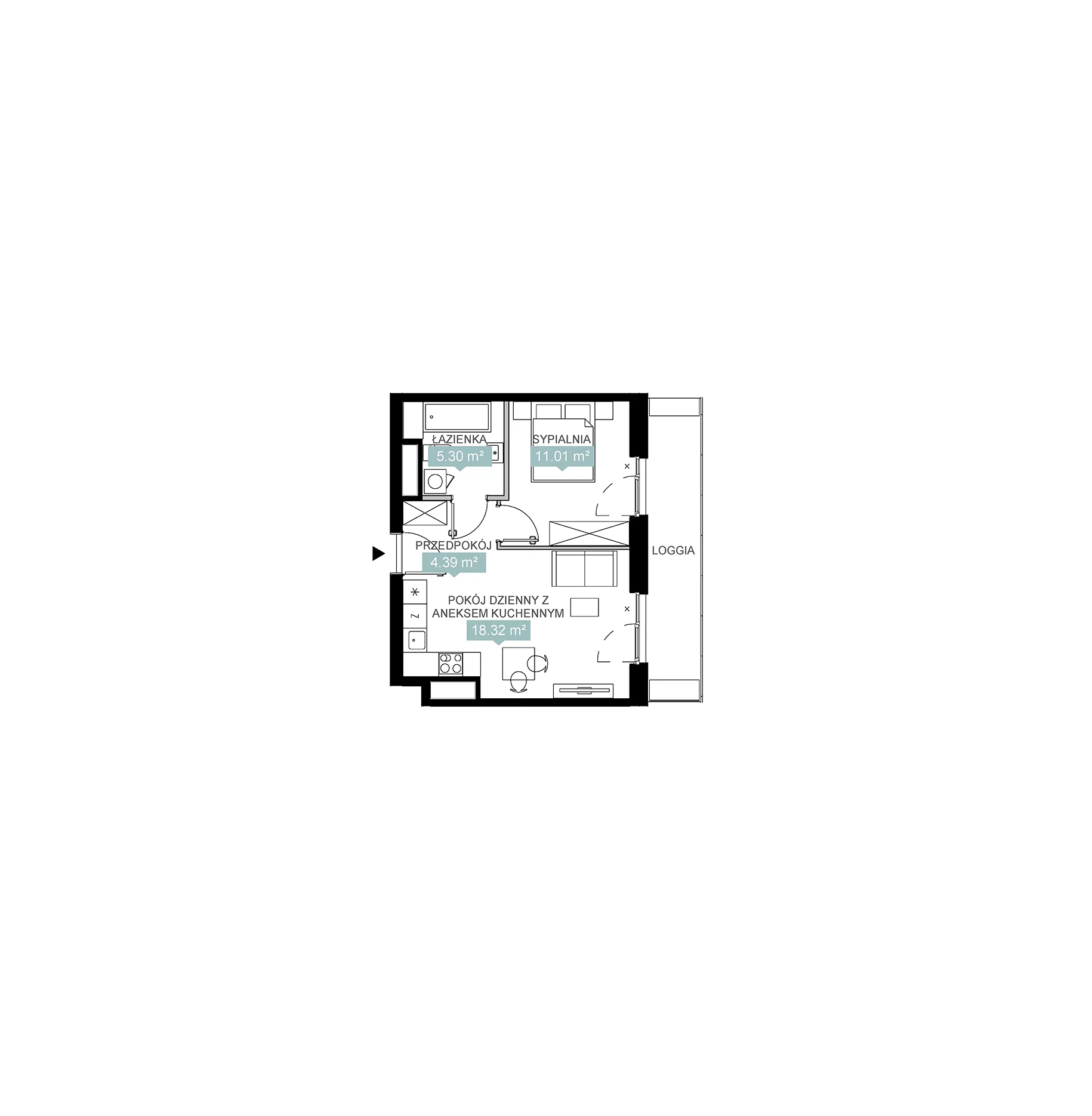 2 pokoje, mieszkanie 39,02 m², piętro 11, oferta nr A2 197, Mikato, Katowice, Śródmieście, Bogucice, ul. Piotra Skargi 1