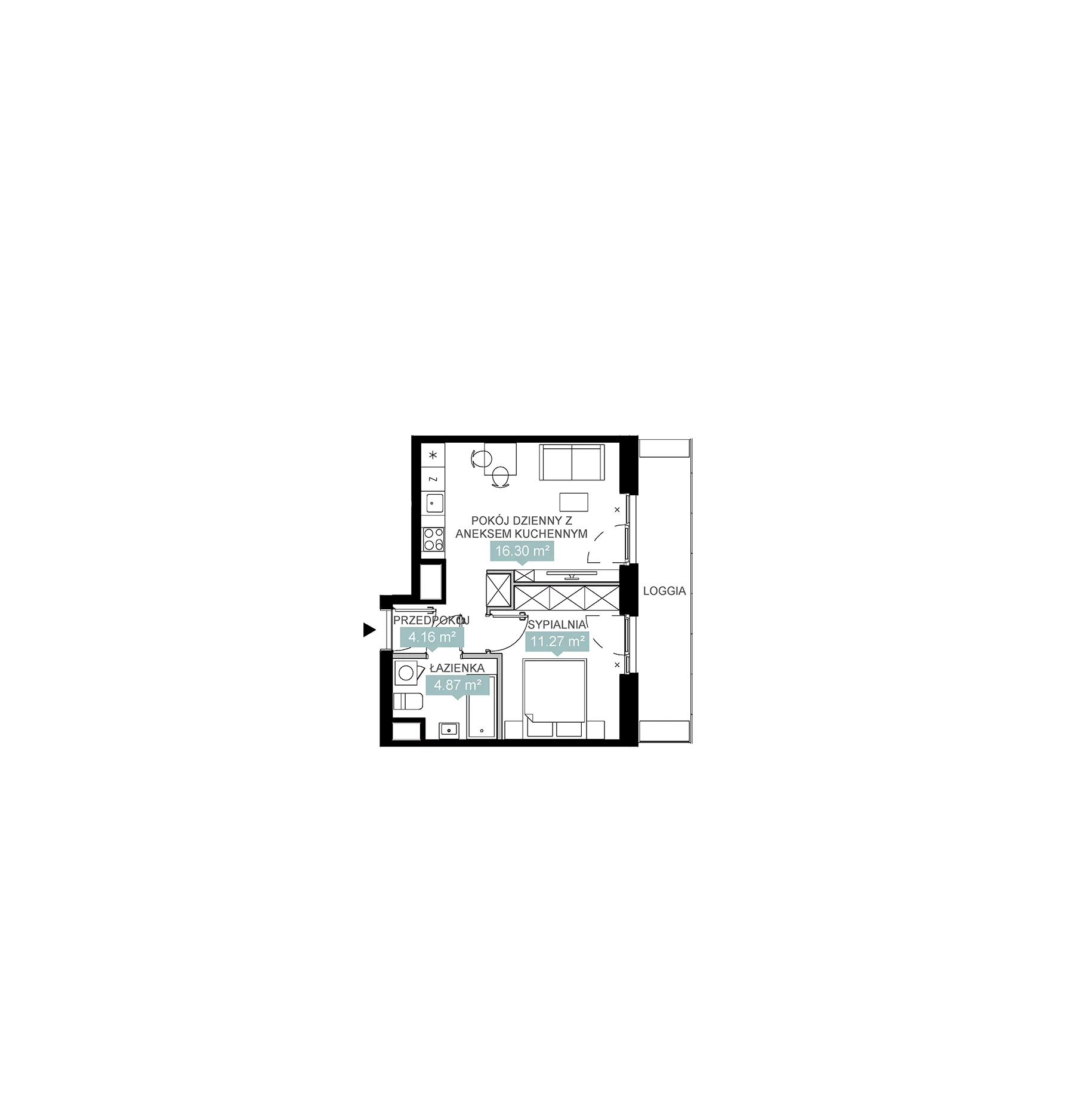 2 pokoje, mieszkanie 36,60 m², piętro 11, oferta nr A2 198, Mikato, Katowice, Śródmieście, Bogucice, ul. Piotra Skargi 1