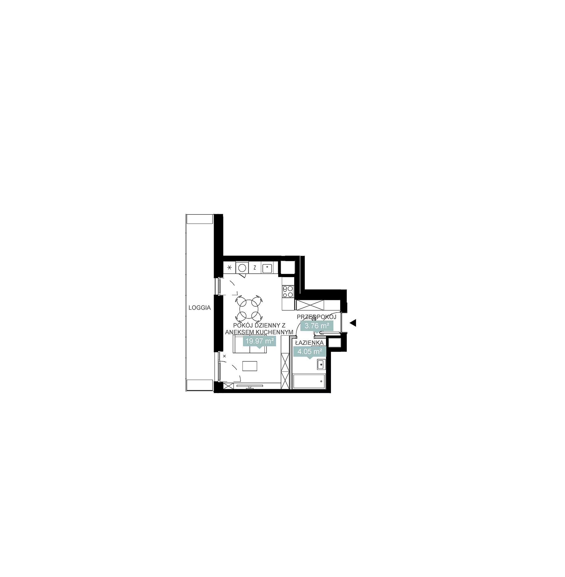 1 pokój, mieszkanie 27,81 m², piętro 11, oferta nr A2 201, Mikato, Katowice, Śródmieście, Bogucice, ul. Piotra Skargi 1