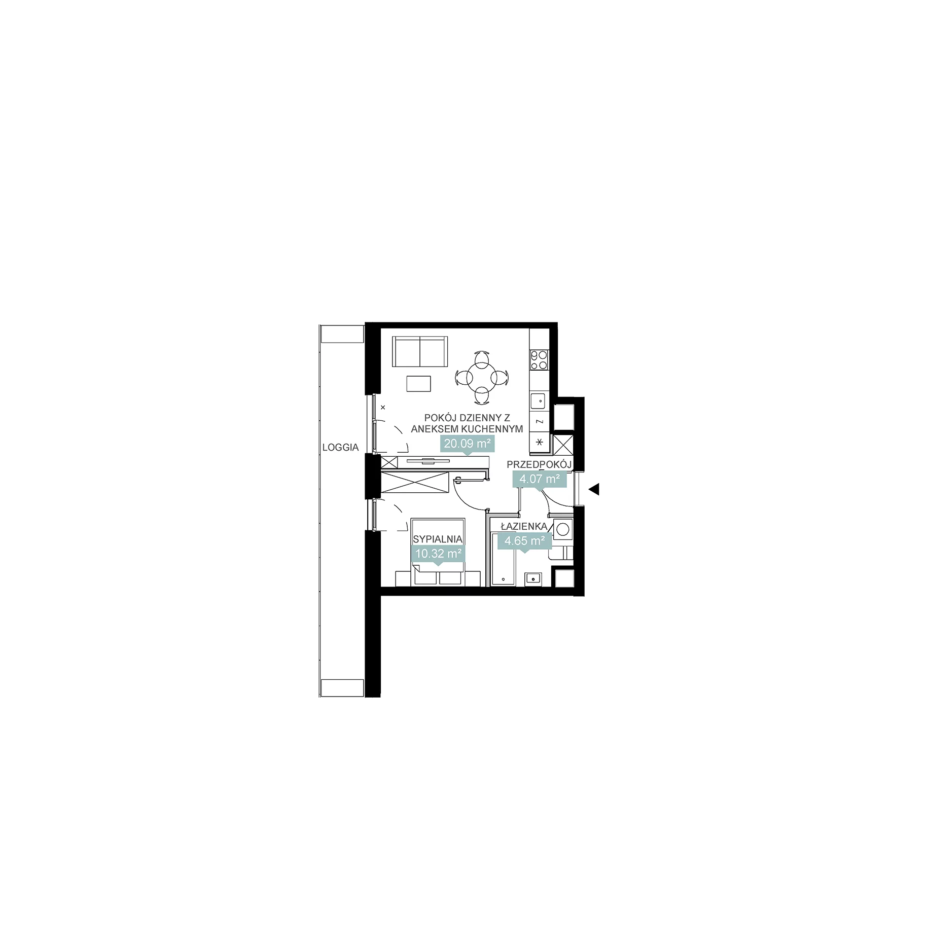 2 pokoje, mieszkanie 39,13 m², piętro 12, oferta nr A2 202, Mikato, Katowice, Śródmieście, Bogucice, ul. Piotra Skargi 1