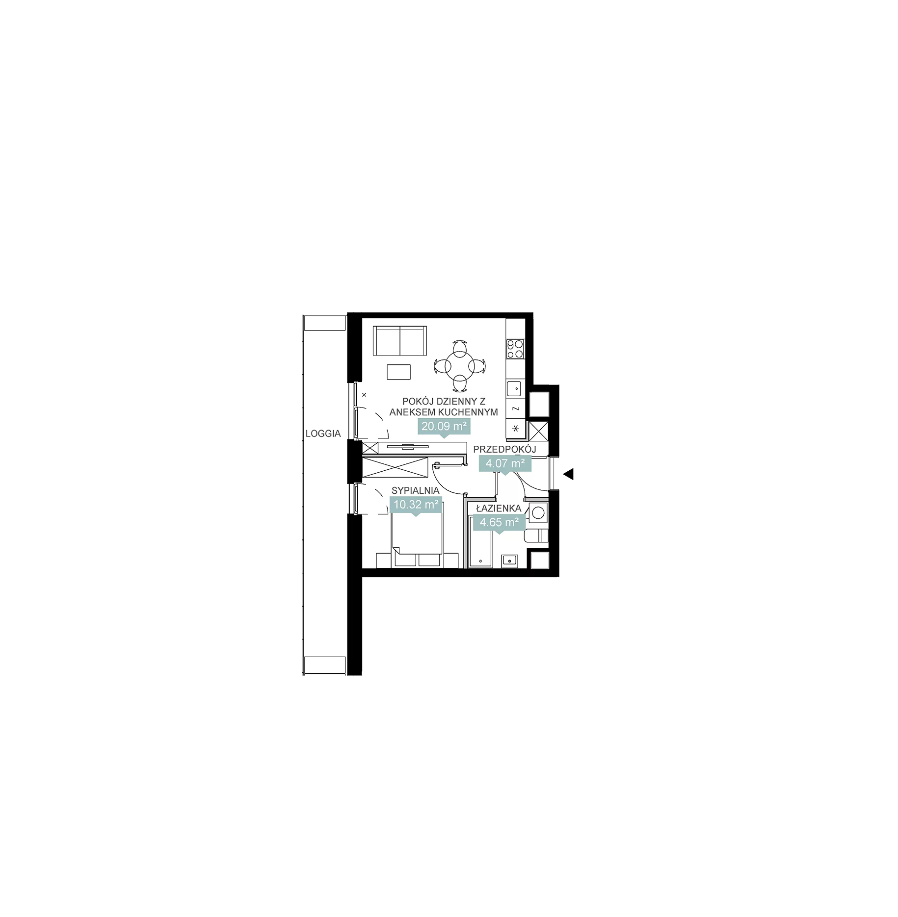 2 pokoje, mieszkanie 39,13 m², piętro 13, oferta nr A2 210, Mikato, Katowice, Śródmieście, Bogucice, ul. Piotra Skargi 1
