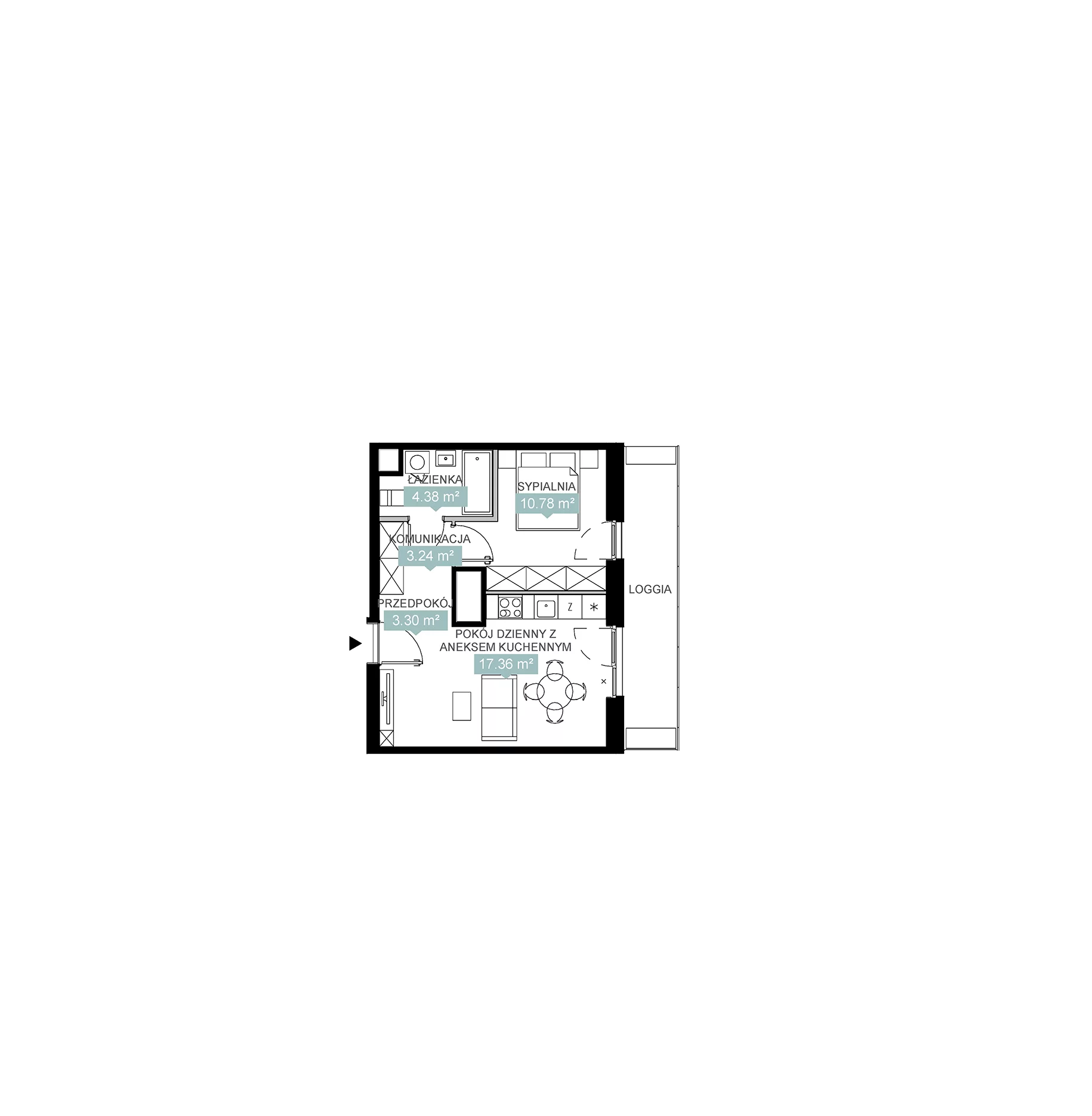 2 pokoje, mieszkanie 39,06 m², piętro 13, oferta nr A2 212, Mikato, Katowice, Śródmieście, Bogucice, ul. Piotra Skargi 1
