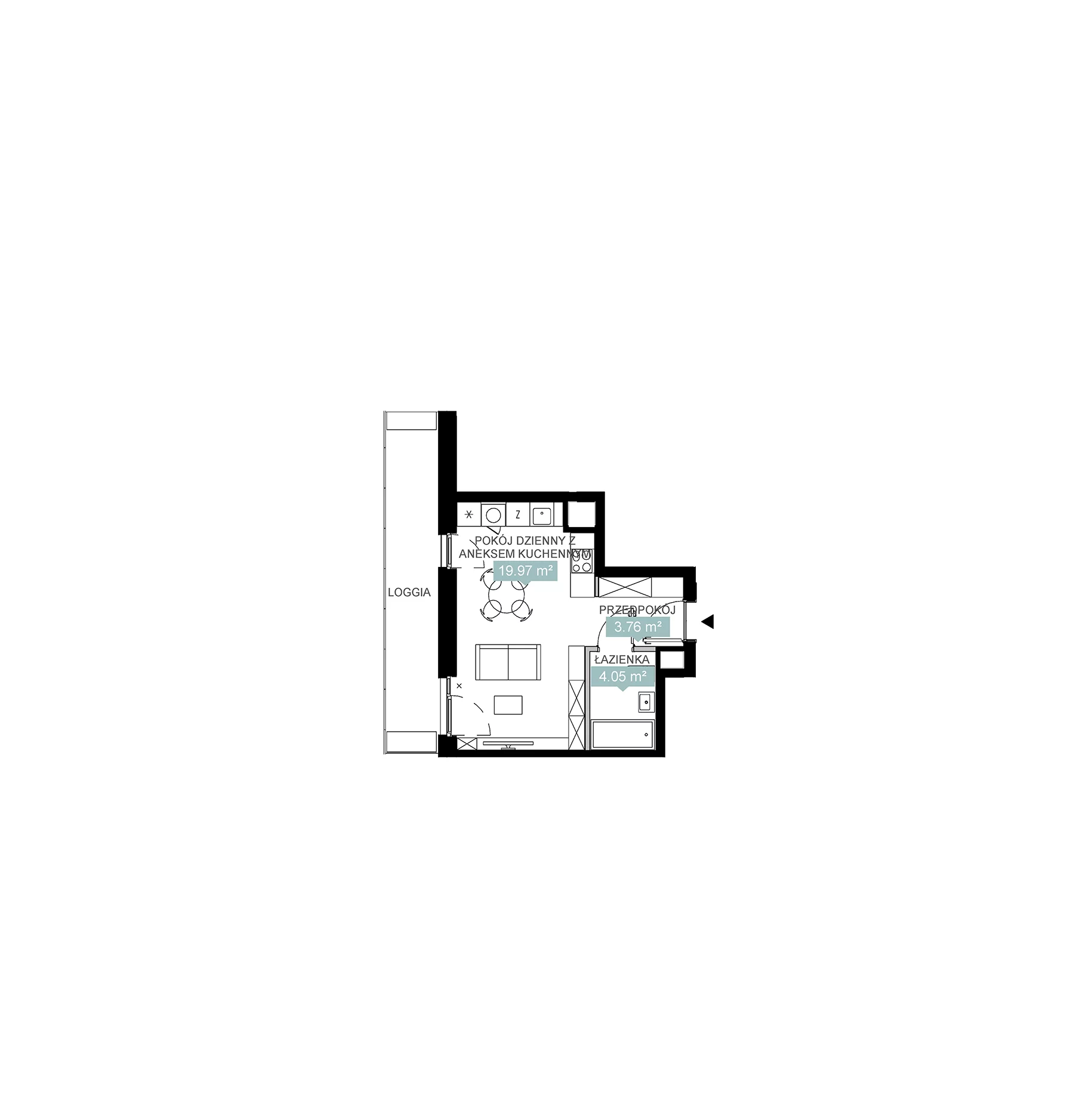 1 pokój, mieszkanie 27,81 m², piętro 13, oferta nr A2 217, Mikato, Katowice, Śródmieście, Bogucice, ul. Piotra Skargi 1