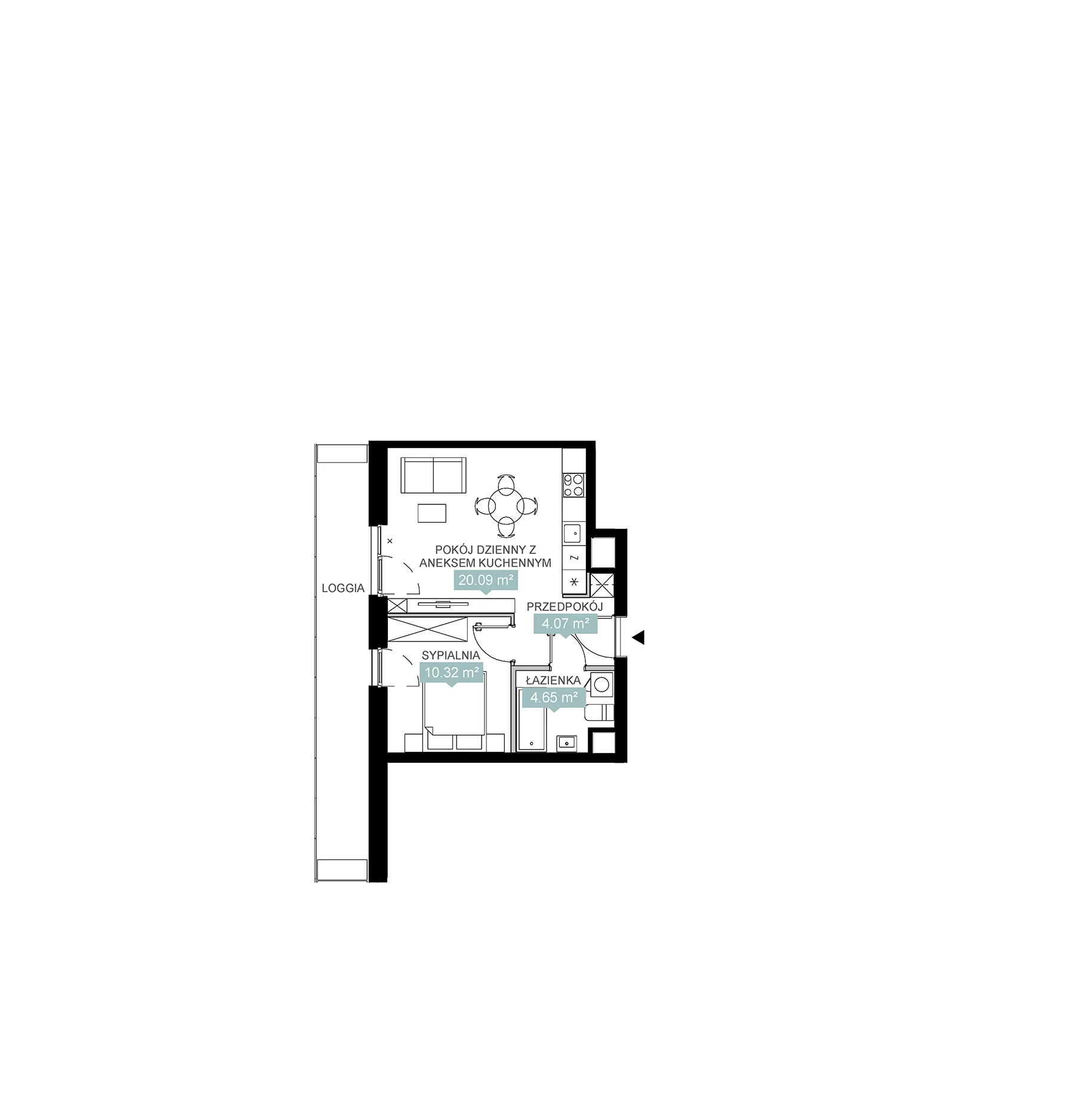 2 pokoje, mieszkanie 39,13 m², piętro 14, oferta nr A2 218, Mikato, Katowice, Śródmieście, Bogucice, ul. Piotra Skargi 1
