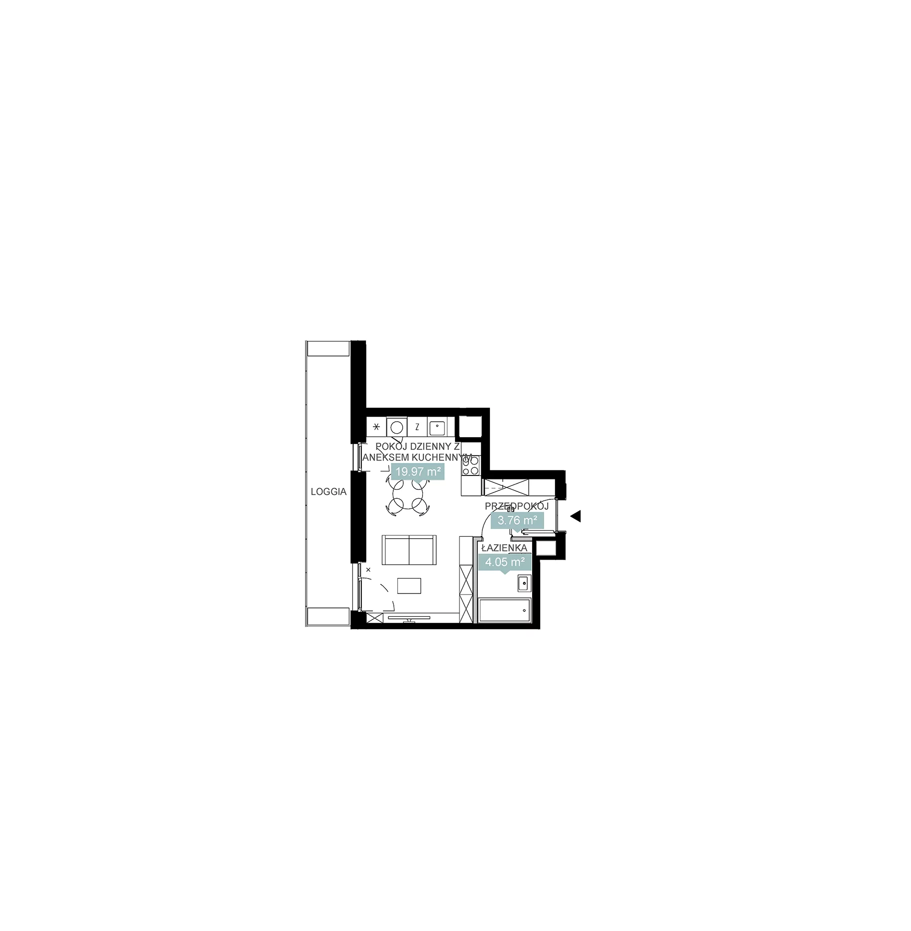 1 pokój, mieszkanie 27,81 m², piętro 14, oferta nr A2 225, Mikato, Katowice, Śródmieście, Bogucice, ul. Piotra Skargi 1