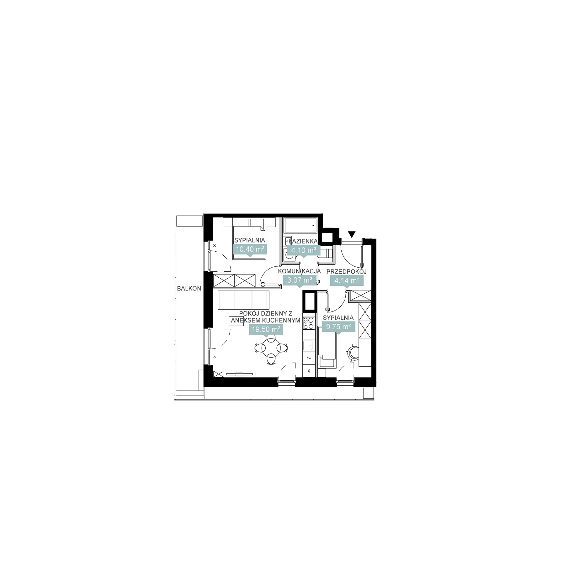 3 pokoje, mieszkanie 50,99 m², piętro 1, oferta nr A3 230, Mikato, Katowice, Śródmieście, Bogucice, ul. Piotra Skargi 1
