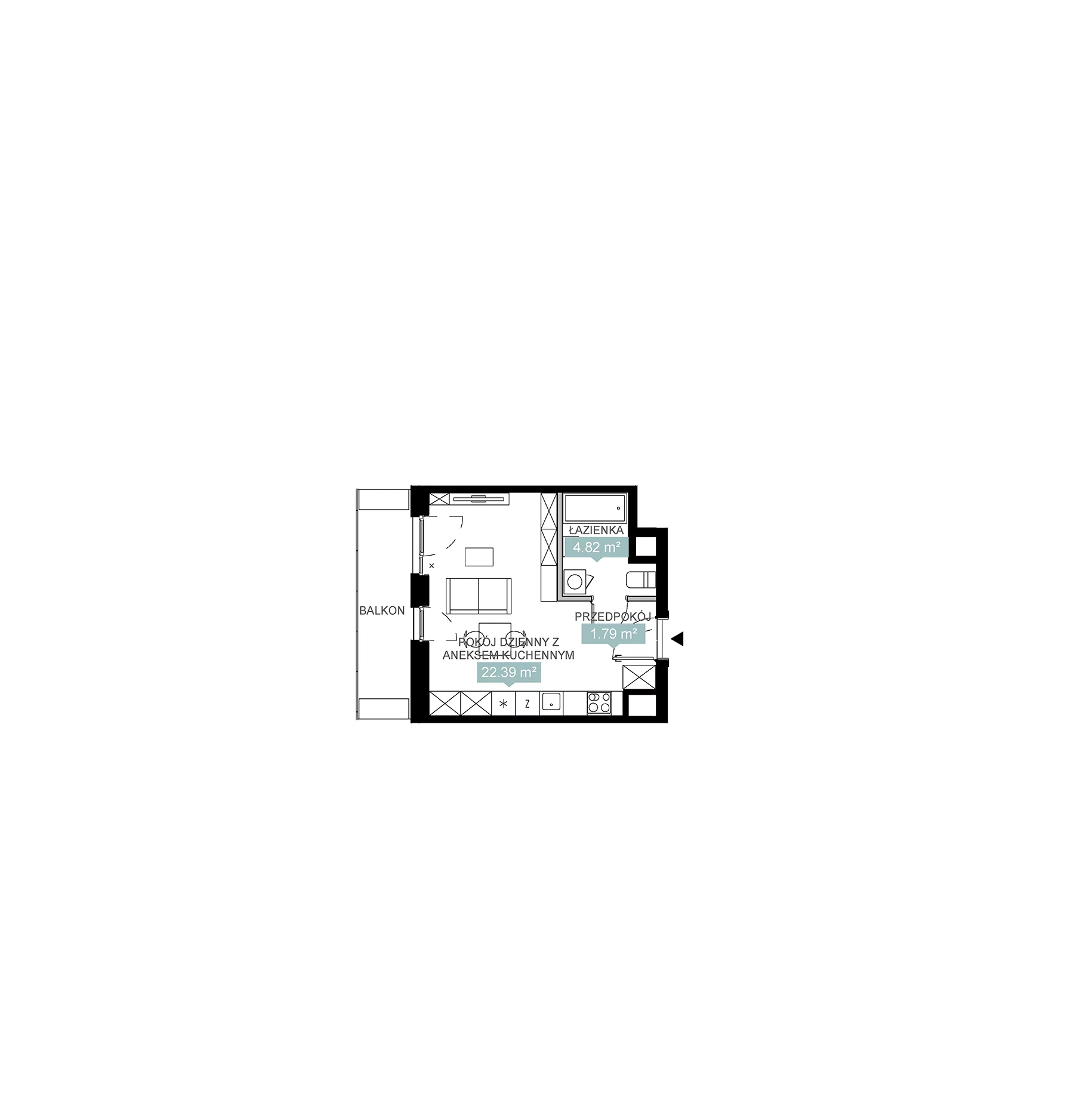 1 pokój, mieszkanie 29,03 m², piętro 2, oferta nr A3 233, Mikato, Katowice, Śródmieście, Bogucice, ul. Piotra Skargi 1