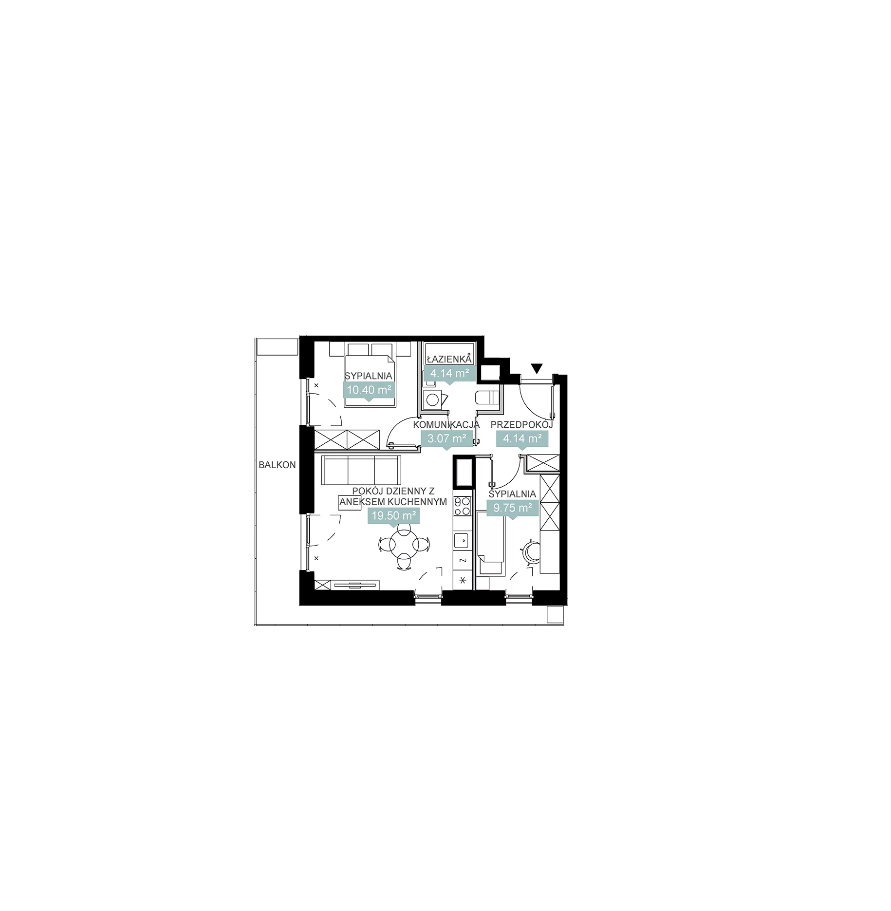 3 pokoje, mieszkanie 51,03 m², piętro 2, oferta nr A3 241, Mikato, Katowice, Śródmieście, Bogucice, ul. Piotra Skargi 1