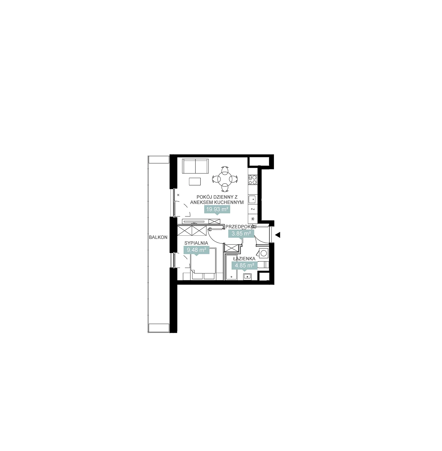 2 pokoje, mieszkanie 38,11 m², piętro 4, oferta nr A3 254, Mikato, Katowice, Śródmieście, Bogucice, ul. Piotra Skargi 1