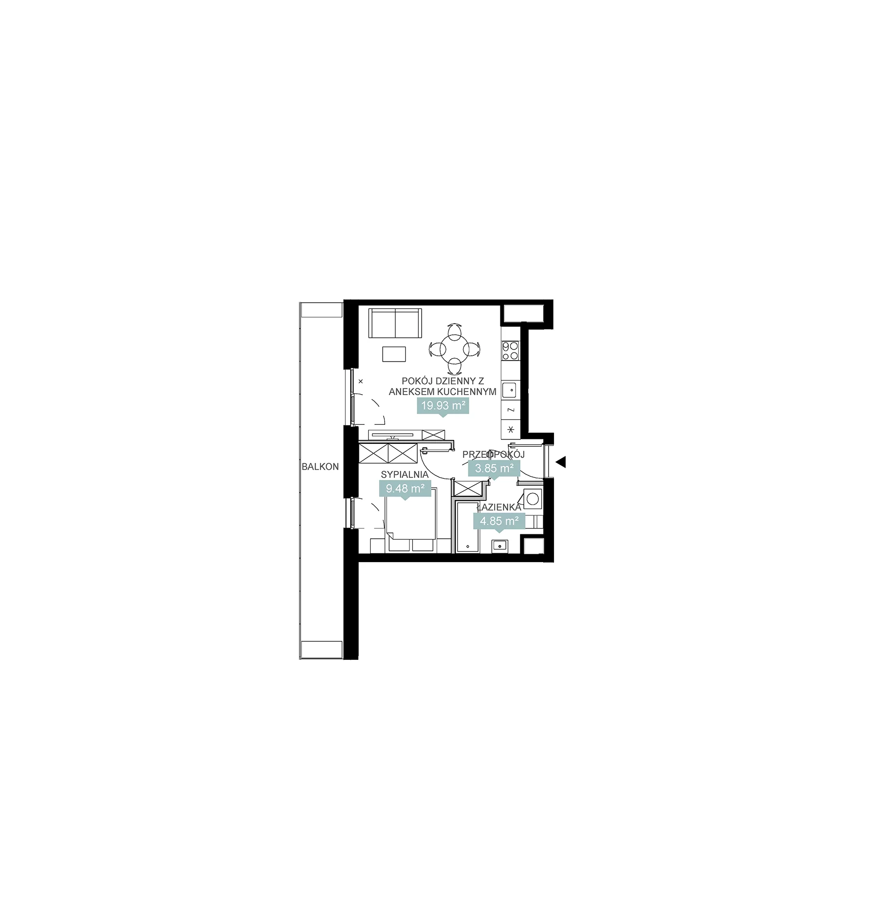 2 pokoje, mieszkanie 38,11 m², piętro 5, oferta nr A3 265, Mikato, Katowice, Śródmieście, Bogucice, ul. Piotra Skargi 1
