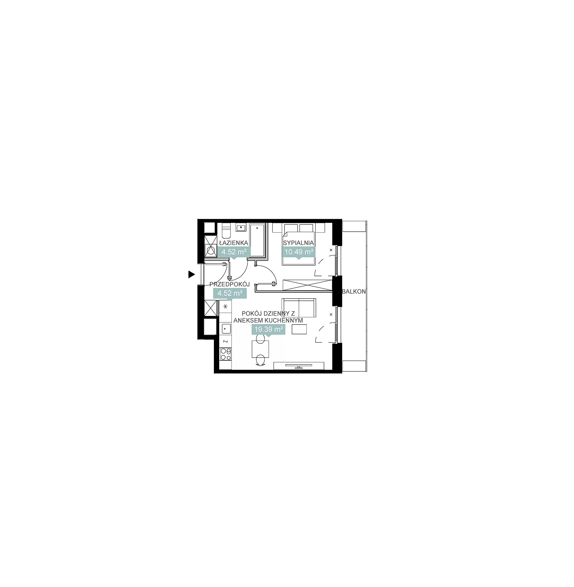 2 pokoje, mieszkanie 38,92 m², piętro 5, oferta nr A3 271, Mikato, Katowice, Śródmieście, Bogucice, ul. Piotra Skargi 1