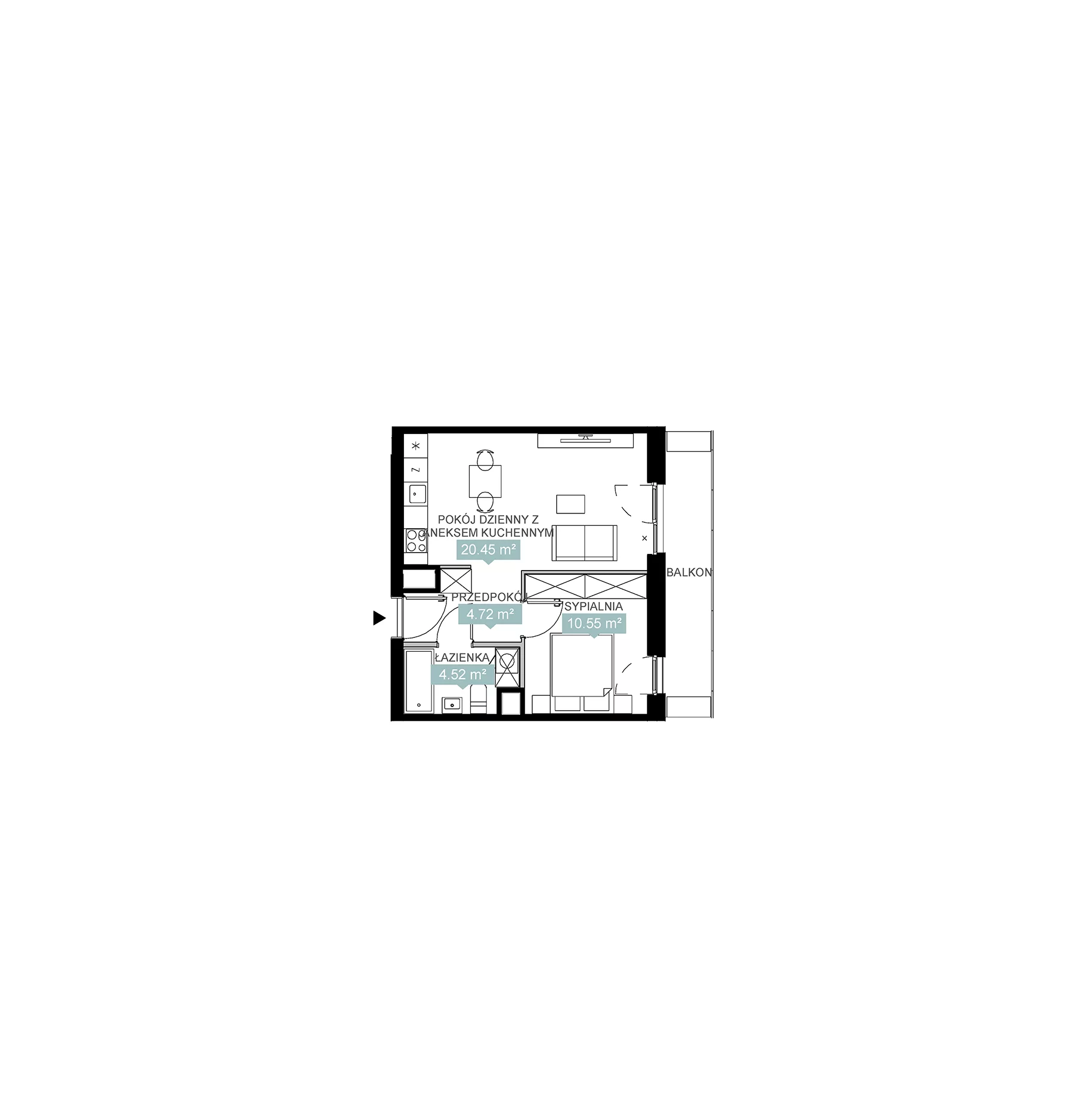 2 pokoje, mieszkanie 40,24 m², piętro 6, oferta nr A3 280, Mikato, Katowice, Śródmieście, Bogucice, ul. Piotra Skargi 1