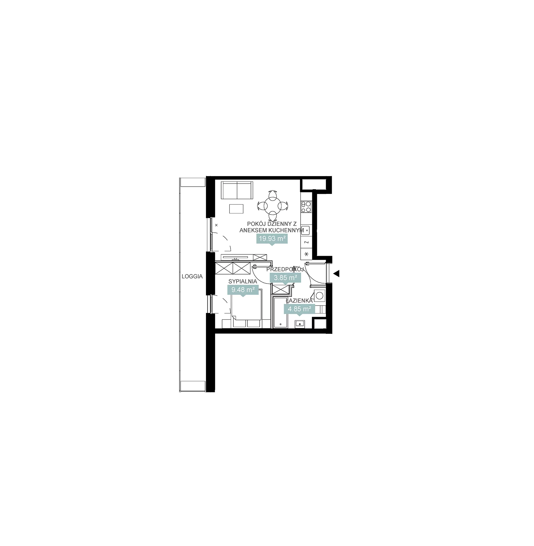 2 pokoje, mieszkanie 38,11 m², piętro 7, oferta nr A3 287, Mikato, Katowice, Śródmieście, Bogucice, ul. Piotra Skargi 1