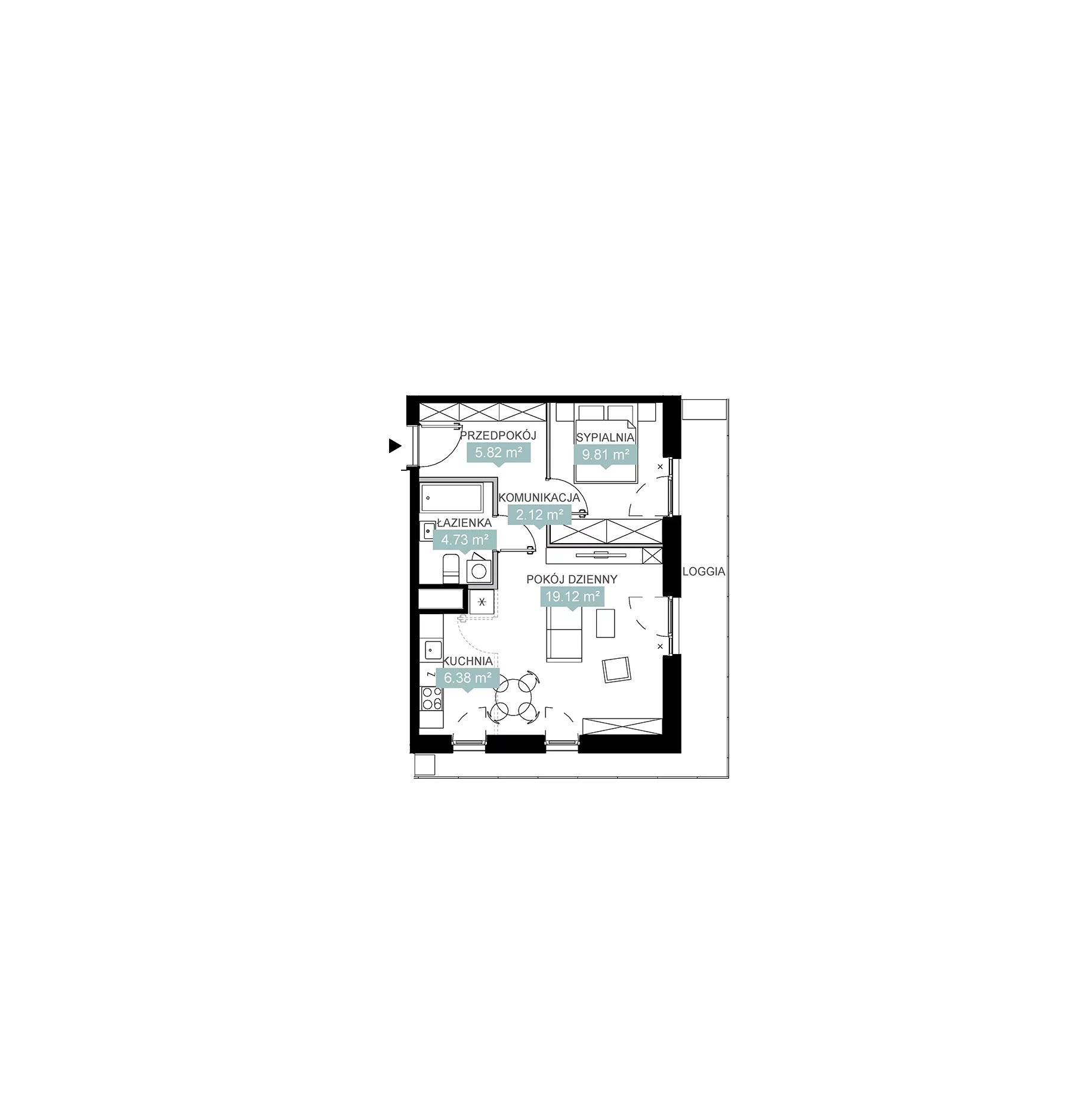 2 pokoje, mieszkanie 47,98 m², piętro 7, oferta nr A3 295, Mikato, Katowice, Śródmieście, Bogucice, ul. Piotra Skargi 1