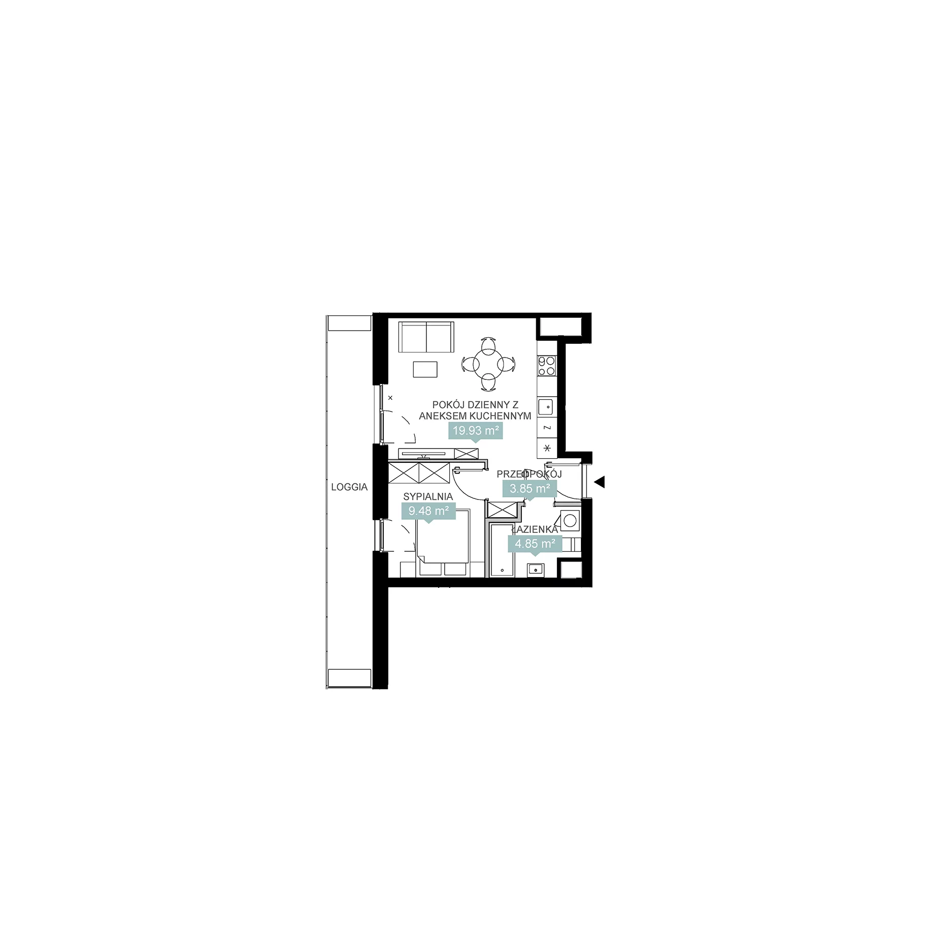2 pokoje, mieszkanie 38,11 m², piętro 8, oferta nr A3 298, Mikato, Katowice, Śródmieście, Bogucice, ul. Piotra Skargi 1
