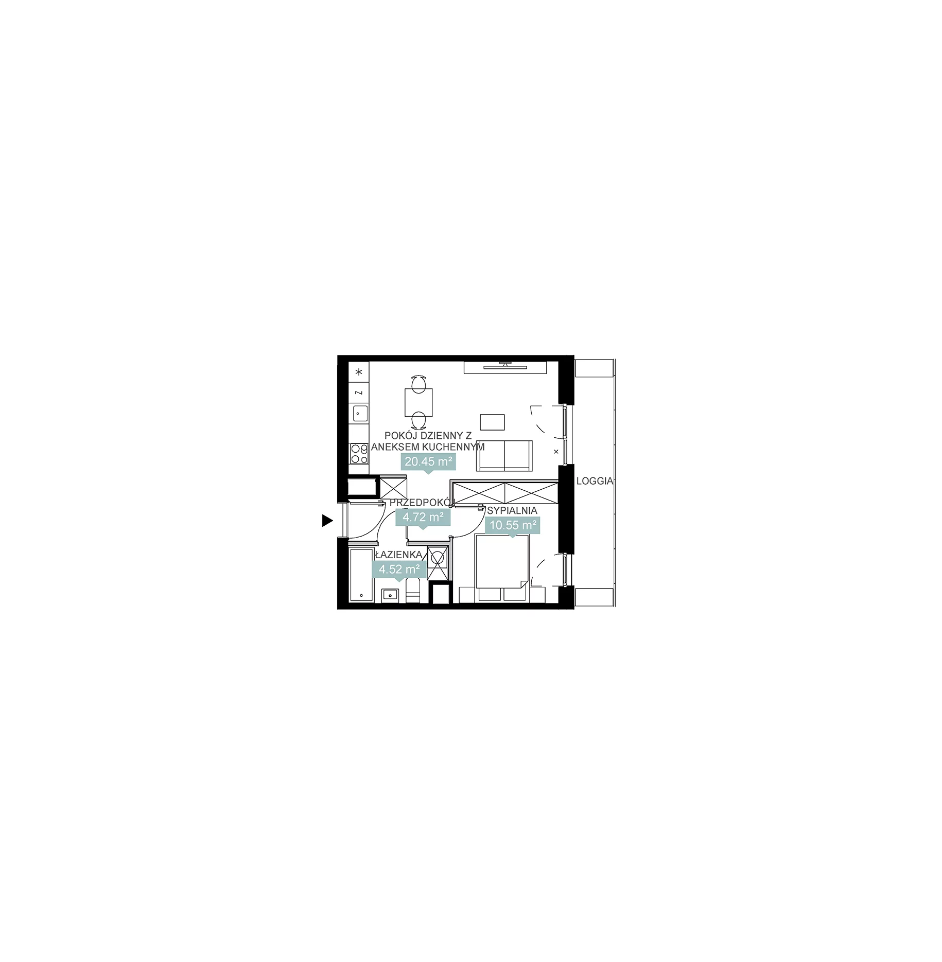 2 pokoje, mieszkanie 40,24 m², piętro 8, oferta nr A3 302, Mikato, Katowice, Śródmieście, Bogucice, ul. Piotra Skargi 1