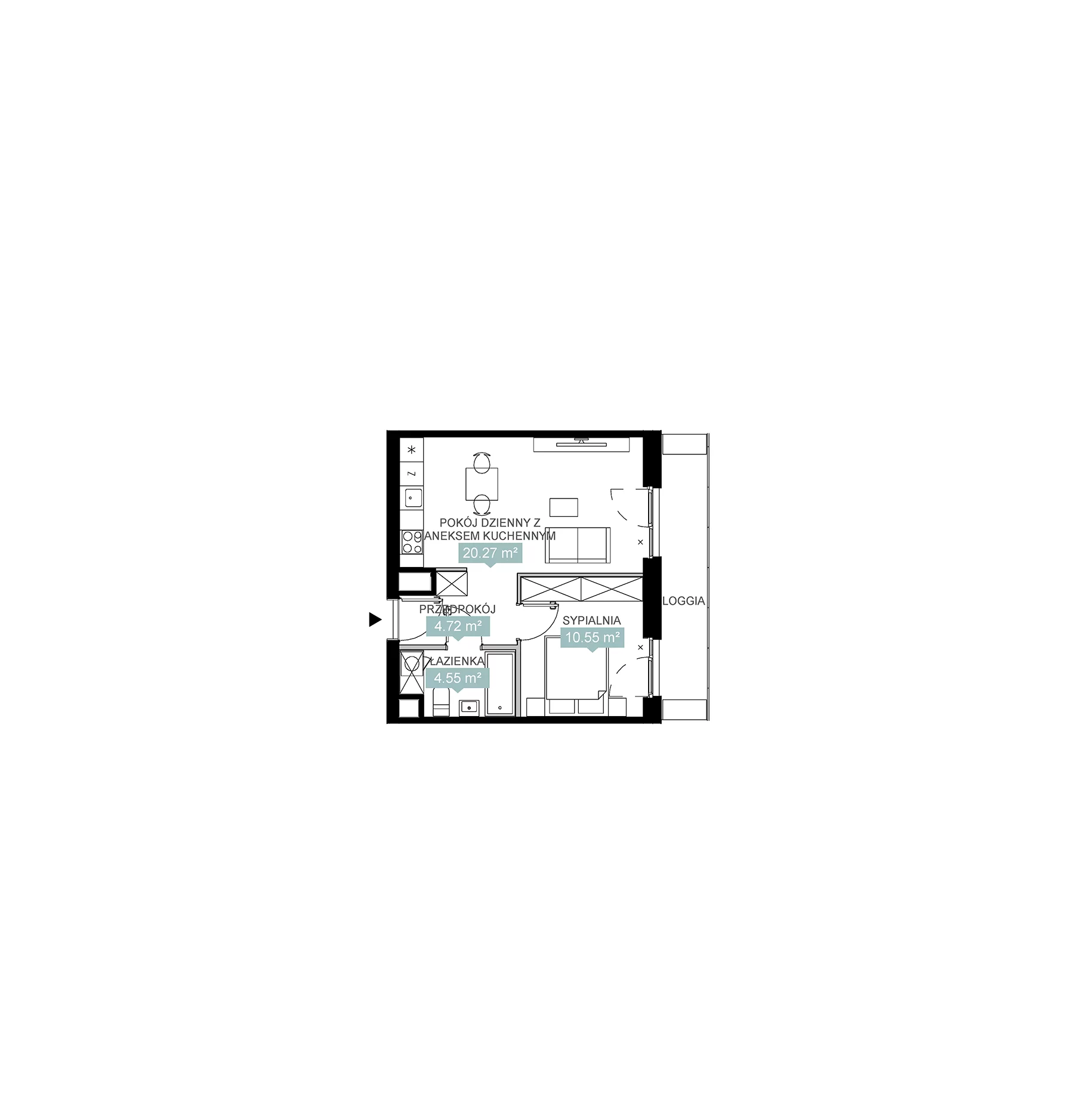 2 pokoje, mieszkanie 40,09 m², piętro 8, oferta nr A3 303, Mikato, Katowice, Śródmieście, Bogucice, ul. Piotra Skargi 1
