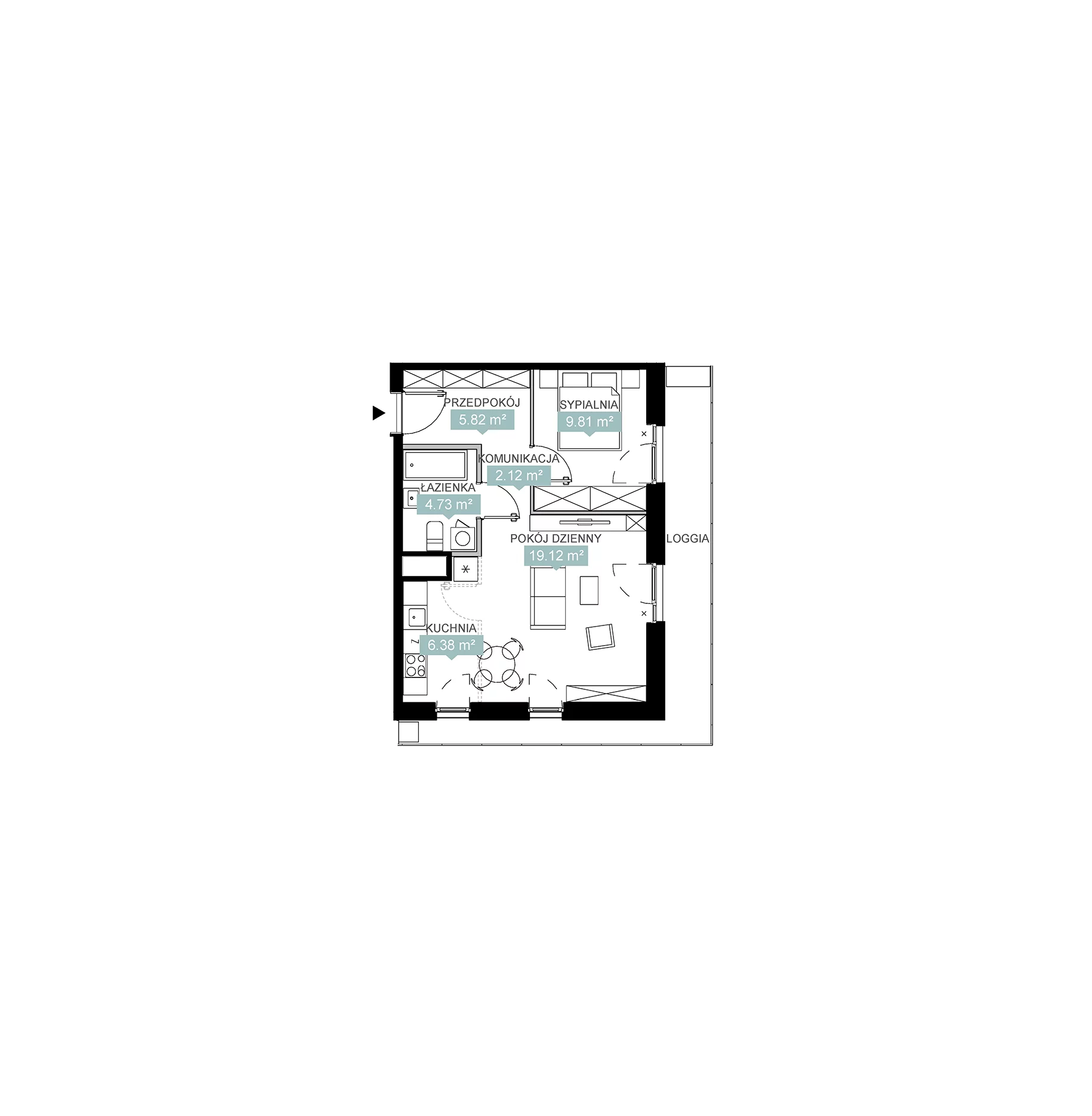 2 pokoje, mieszkanie 47,98 m², piętro 8, oferta nr A3 306, Mikato, Katowice, Śródmieście, Bogucice, ul. Piotra Skargi 1