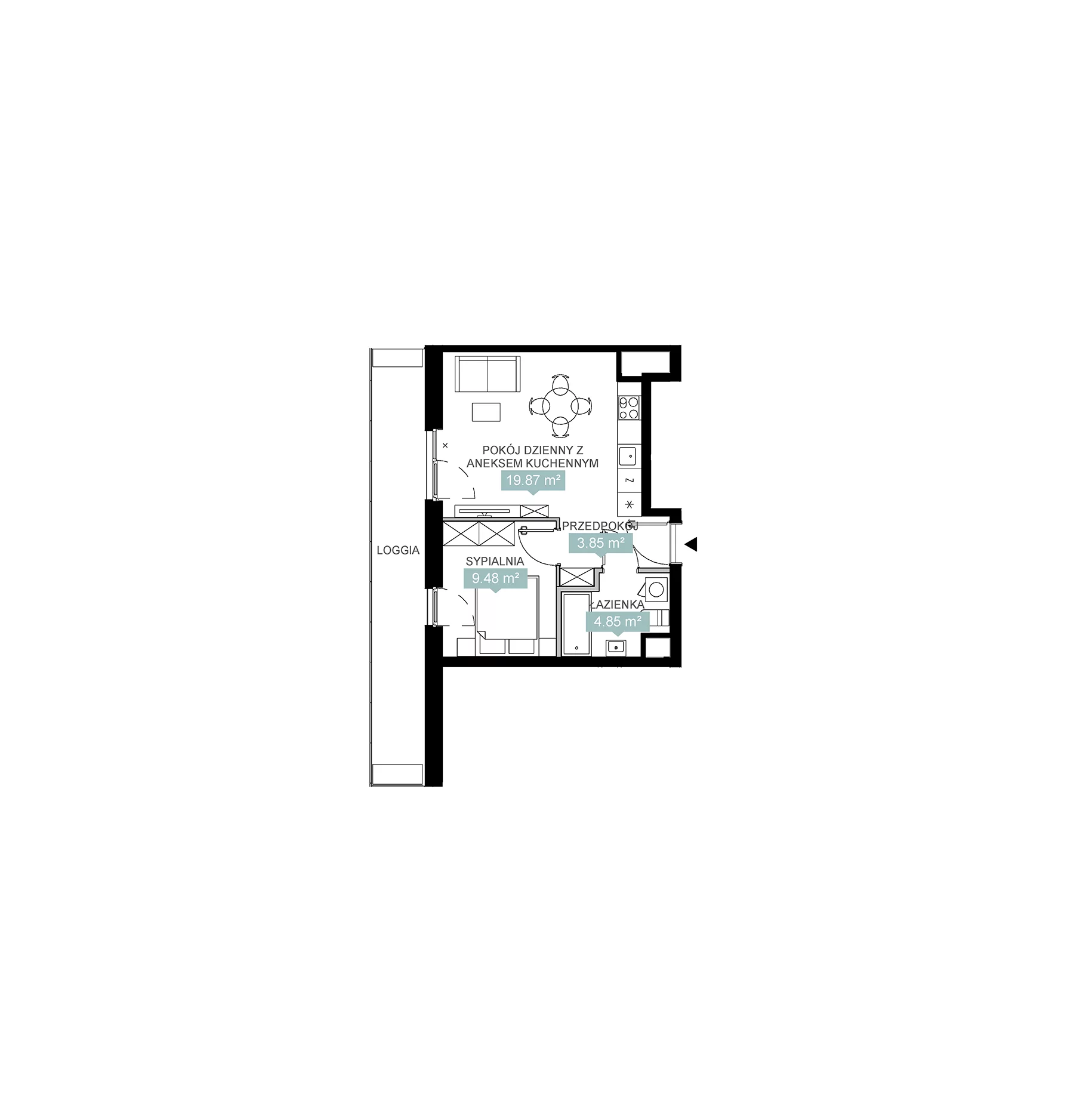 2 pokoje, mieszkanie 38,05 m², piętro 11, oferta nr A3 331, Mikato, Katowice, Śródmieście, Bogucice, ul. Piotra Skargi 1