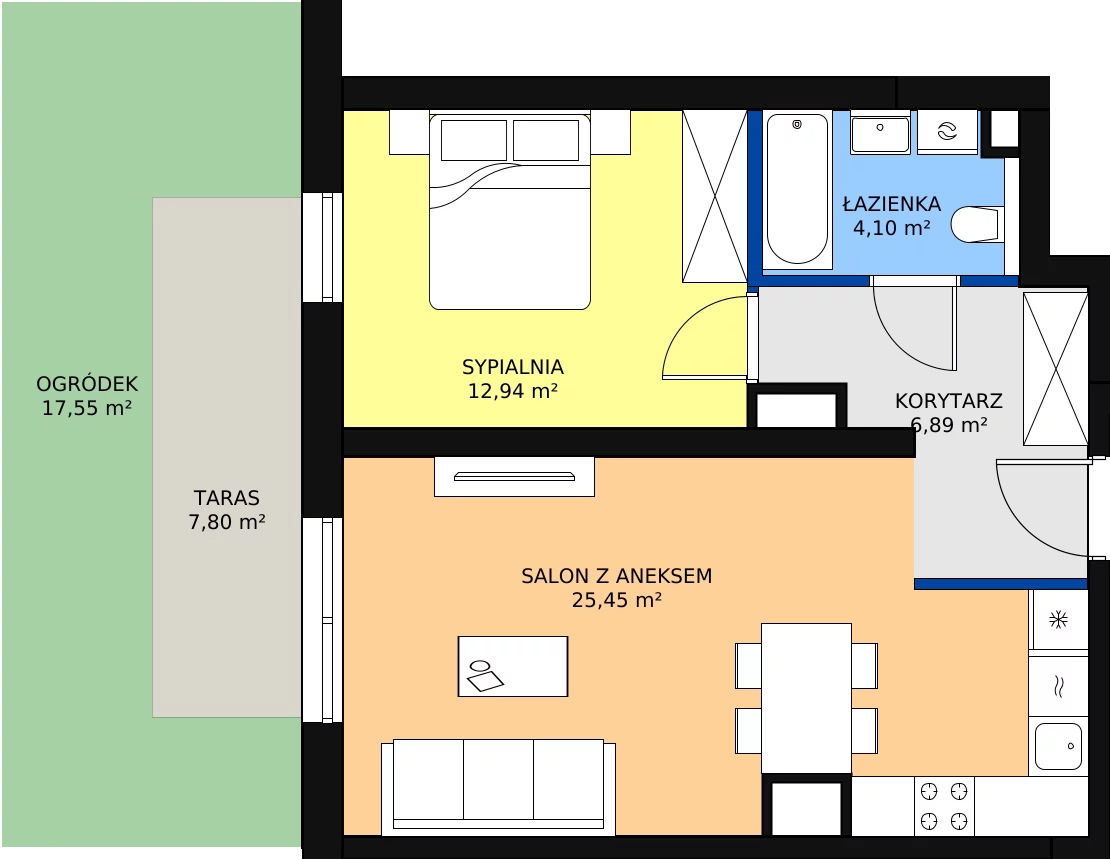 Zalety mieszkania 49.51 m², A/2