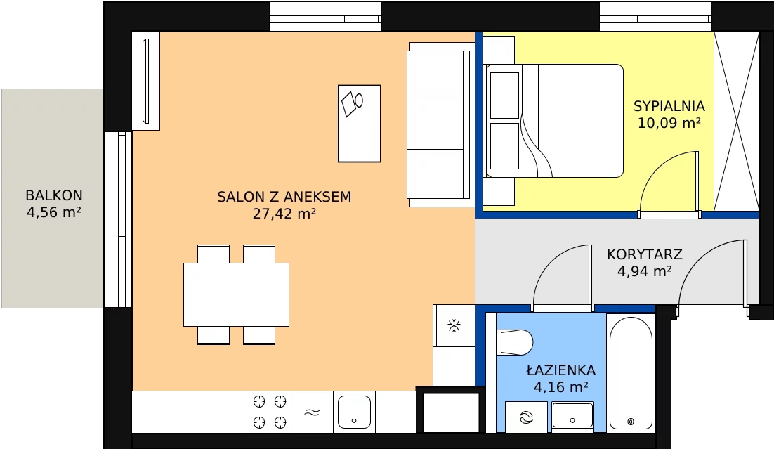 Zalety mieszkania 46.61 m², A/5