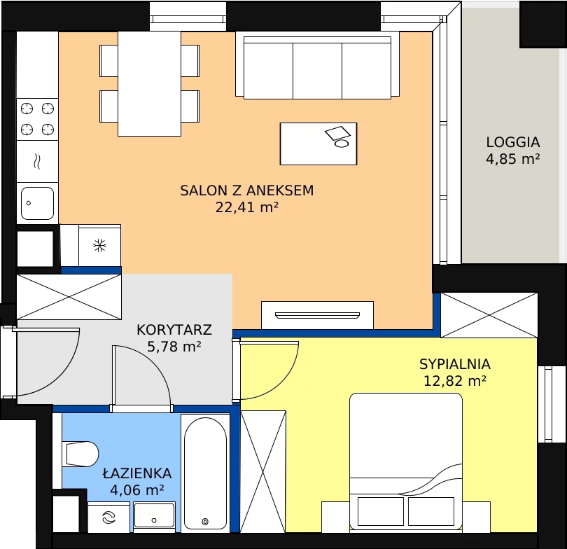Zalety mieszkania 45.07 m², A/6