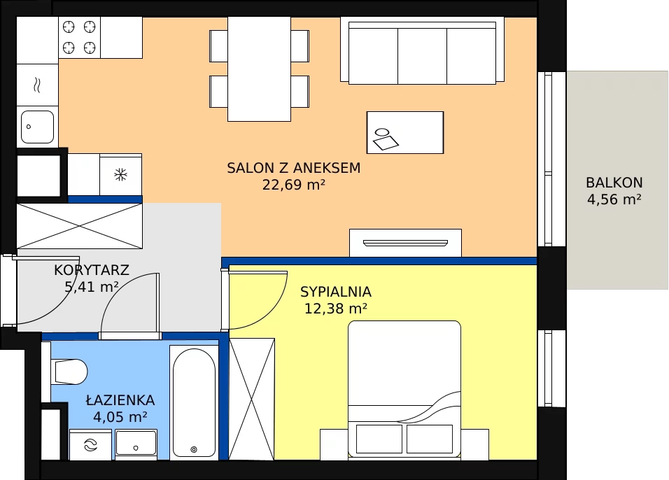 Zalety mieszkania 44.53 m², A/7